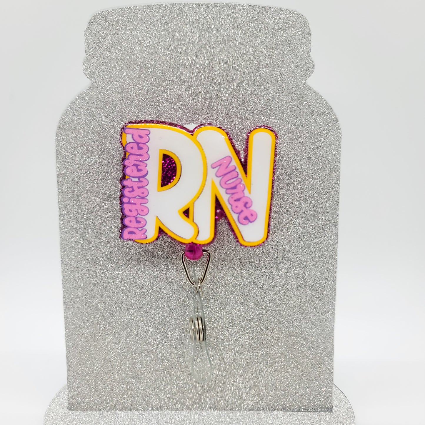 RN - Acrylic Badge Reel - 2 inch Retractable Badge Reel - Interchangeable