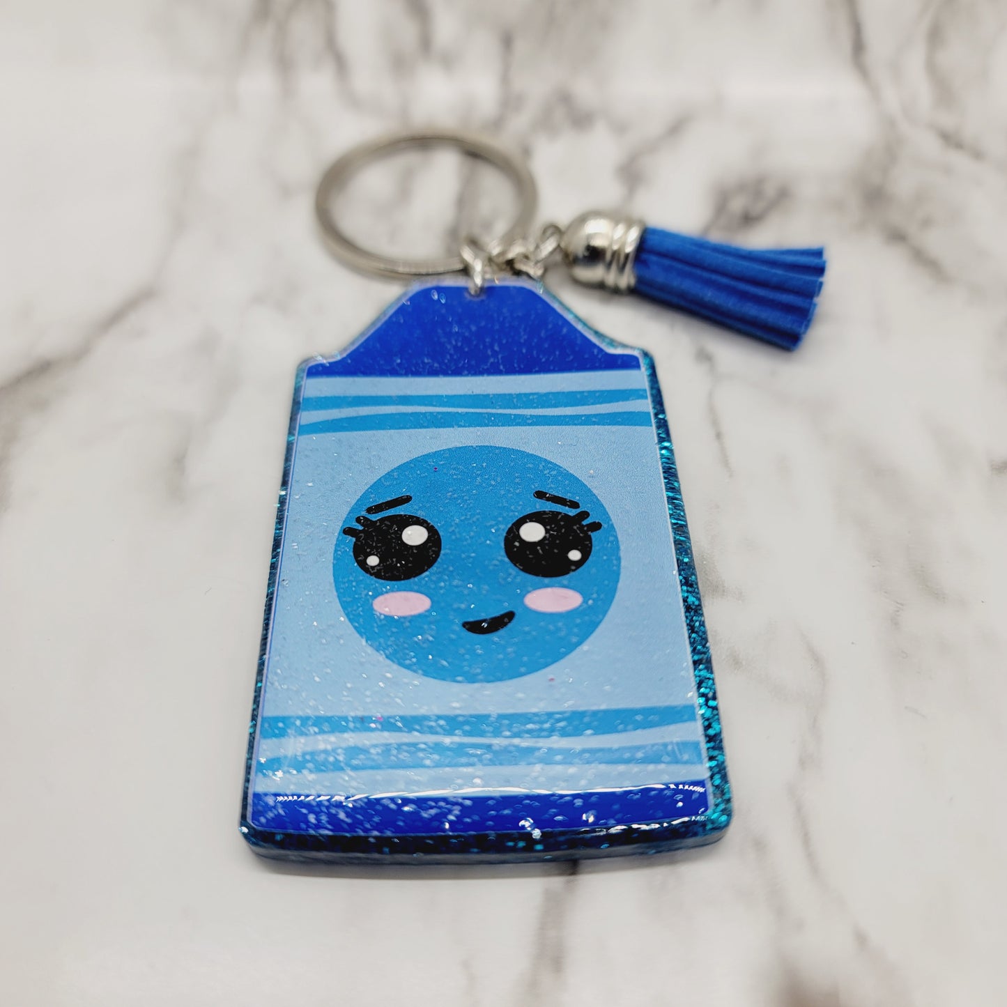 Chibi Blue Crayon - Acrylic Keychain - 3 Inch Keychain