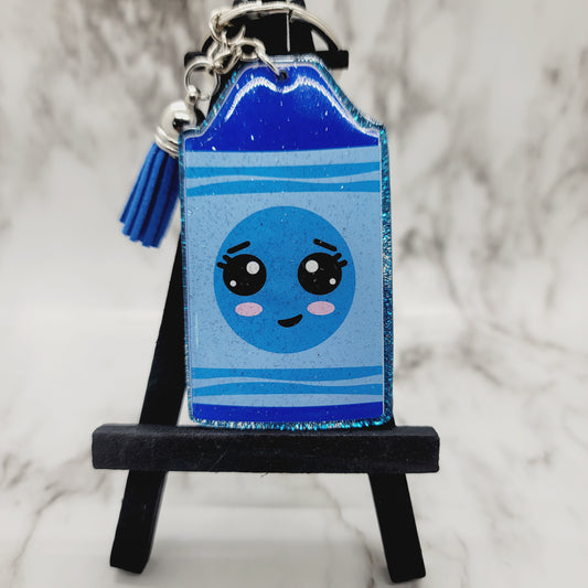 Chibi Blue Crayon - Acrylic Keychain - 3 Inch Keychain