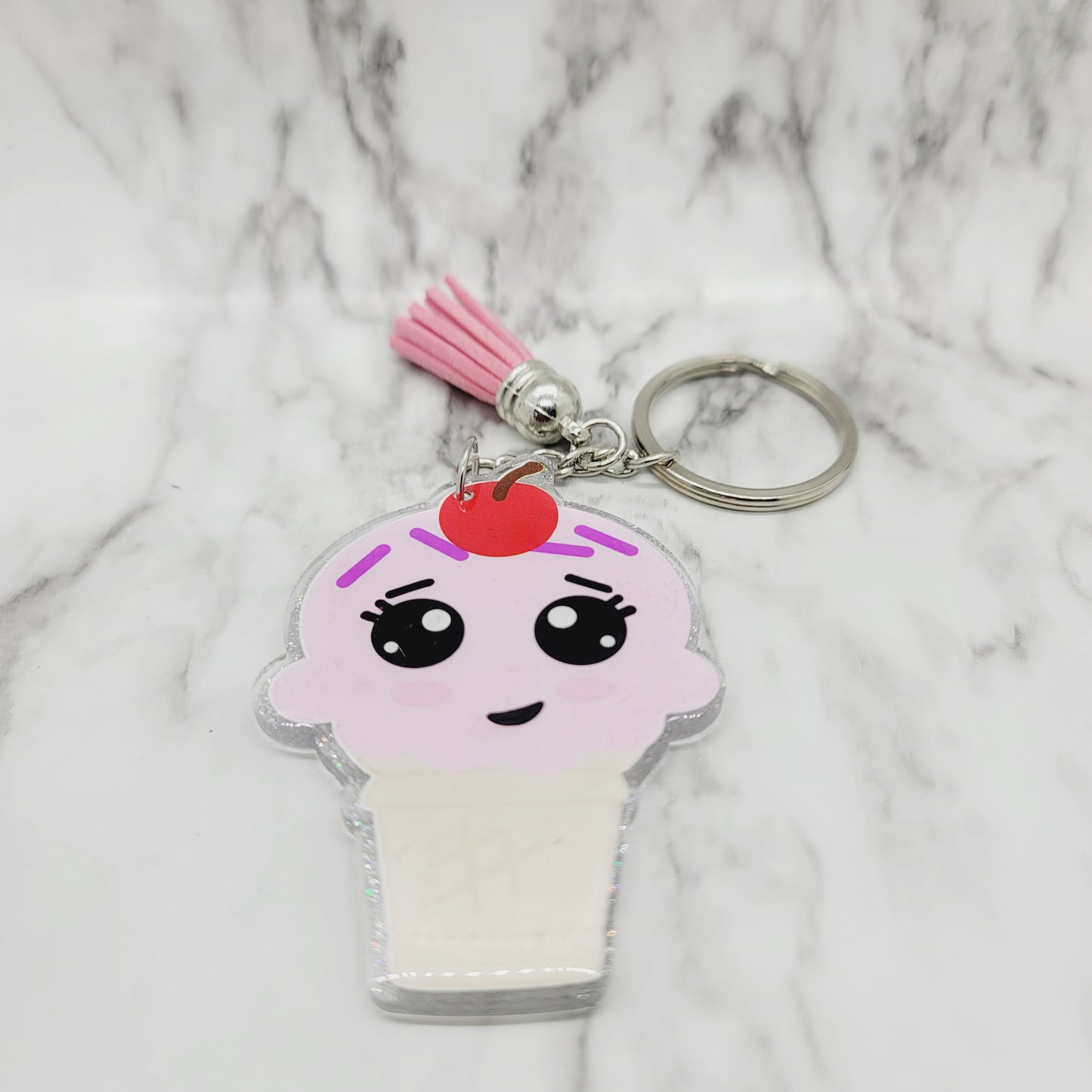 Chibi Ice Cream Cone - Acrylic Keychain - 3 Inch Keychain