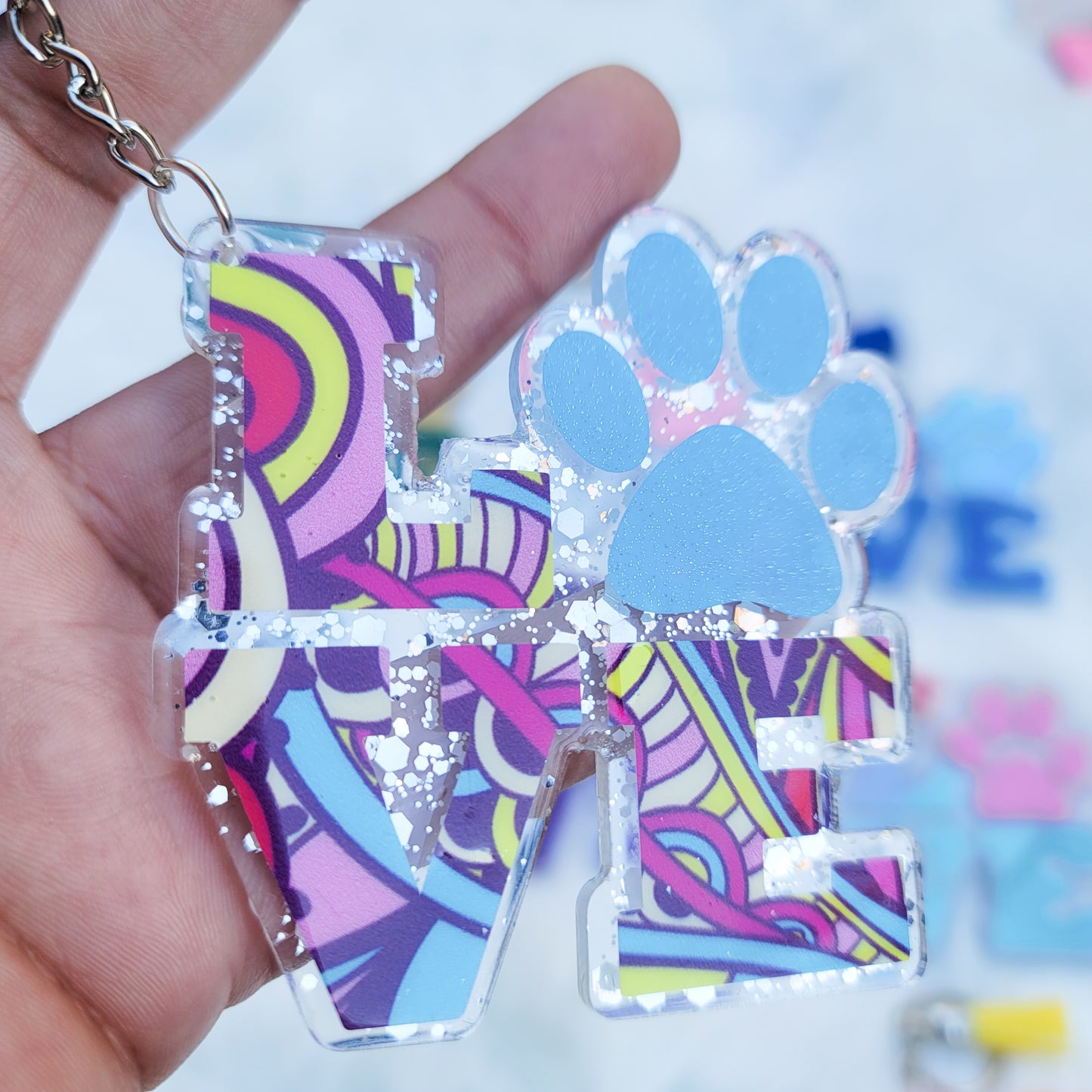 Love Paw - Acrylic Keychain - 3 Inch Keychain