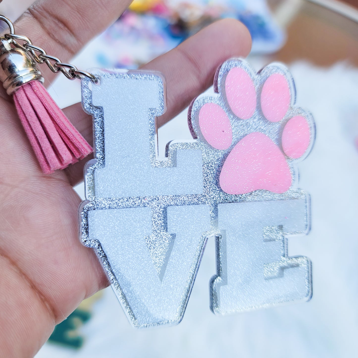 Love Paw - Acrylic Keychain - 3 Inch Keychain