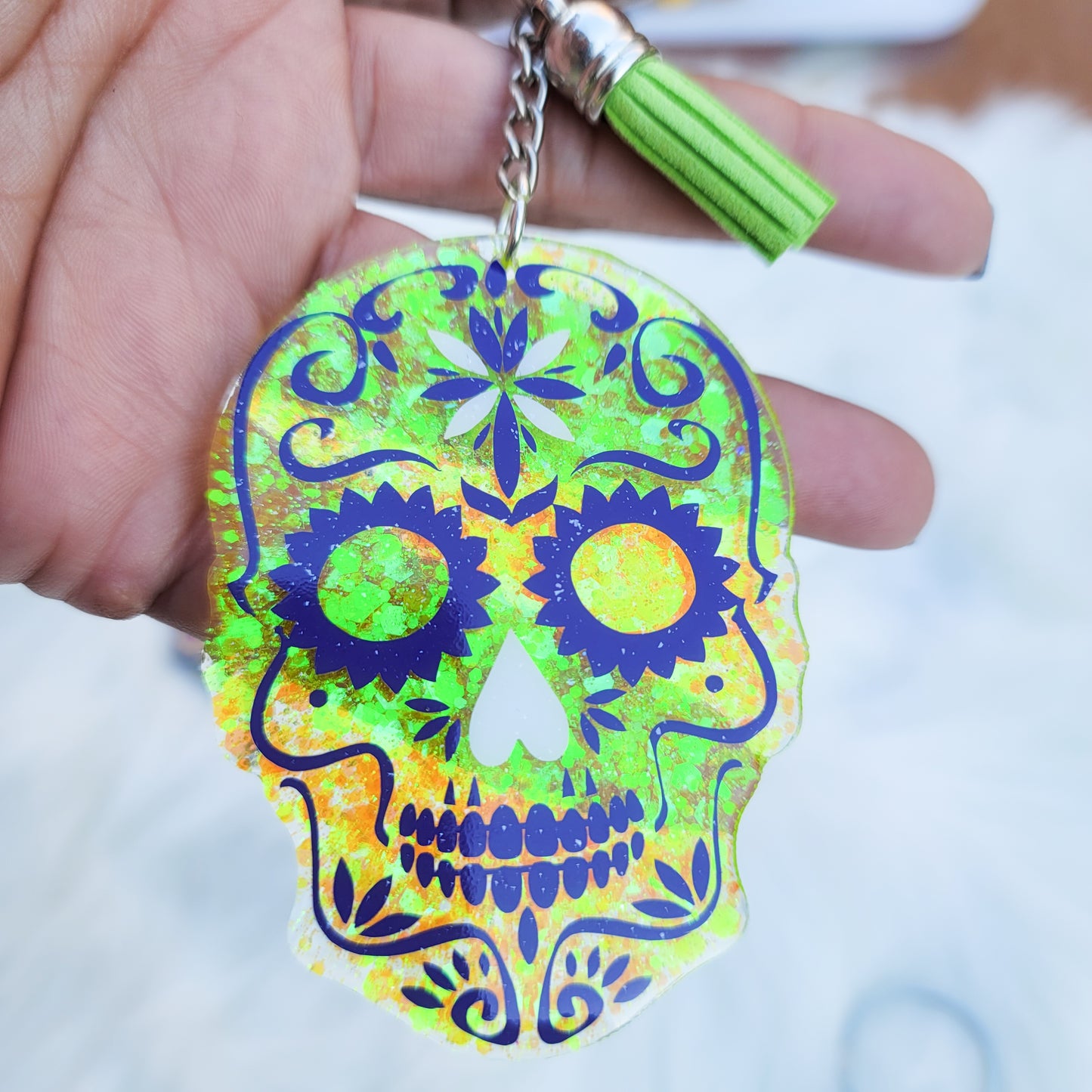Sugar Skull - Acrylic Keychain - 3 Inch Keychain