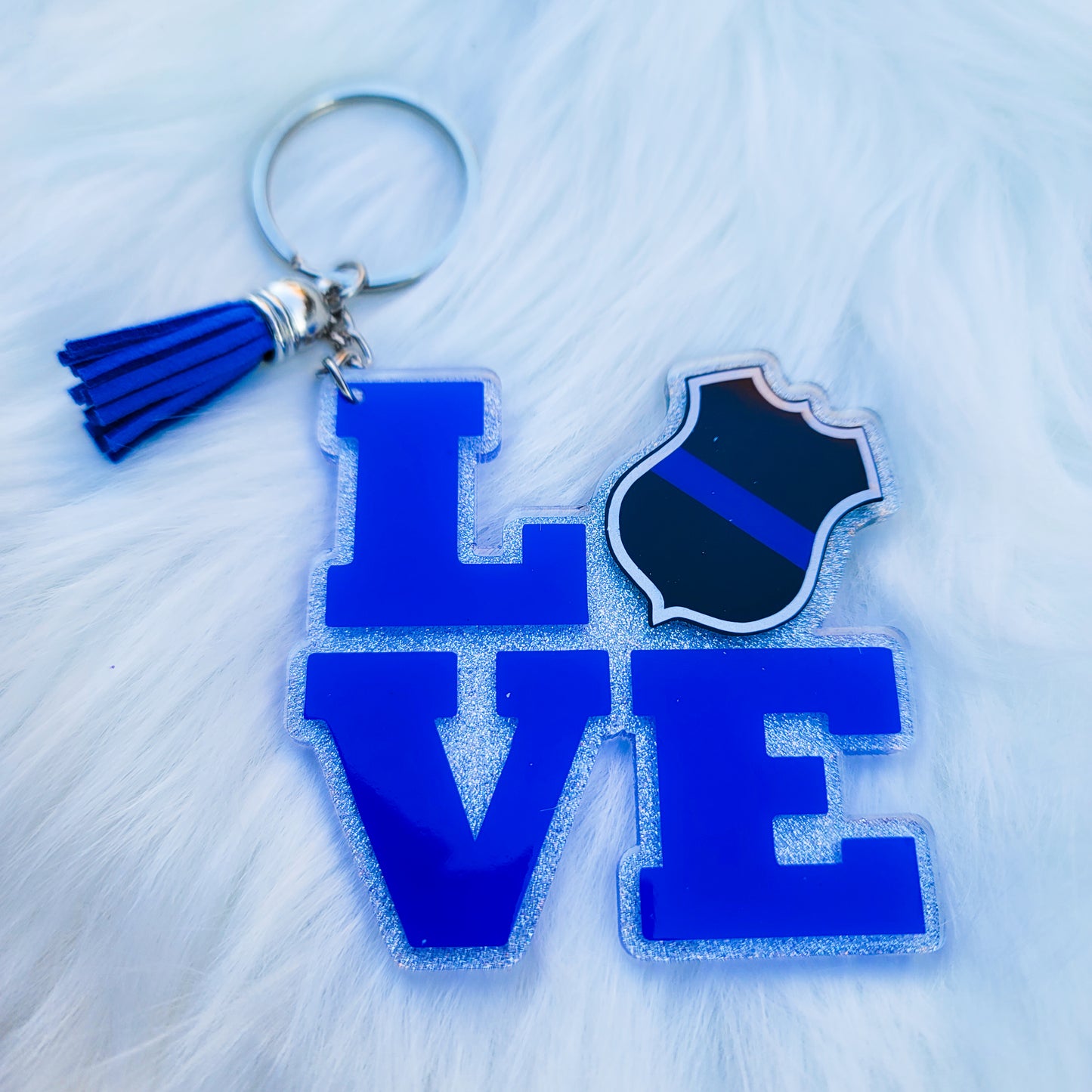 Love Police Badge- Acrylic Keychain - 3 Inch Keychain