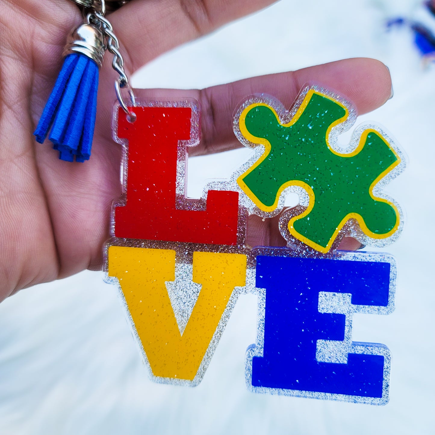 Love Autism - Acrylic Keychain - 3 Inch Keychain