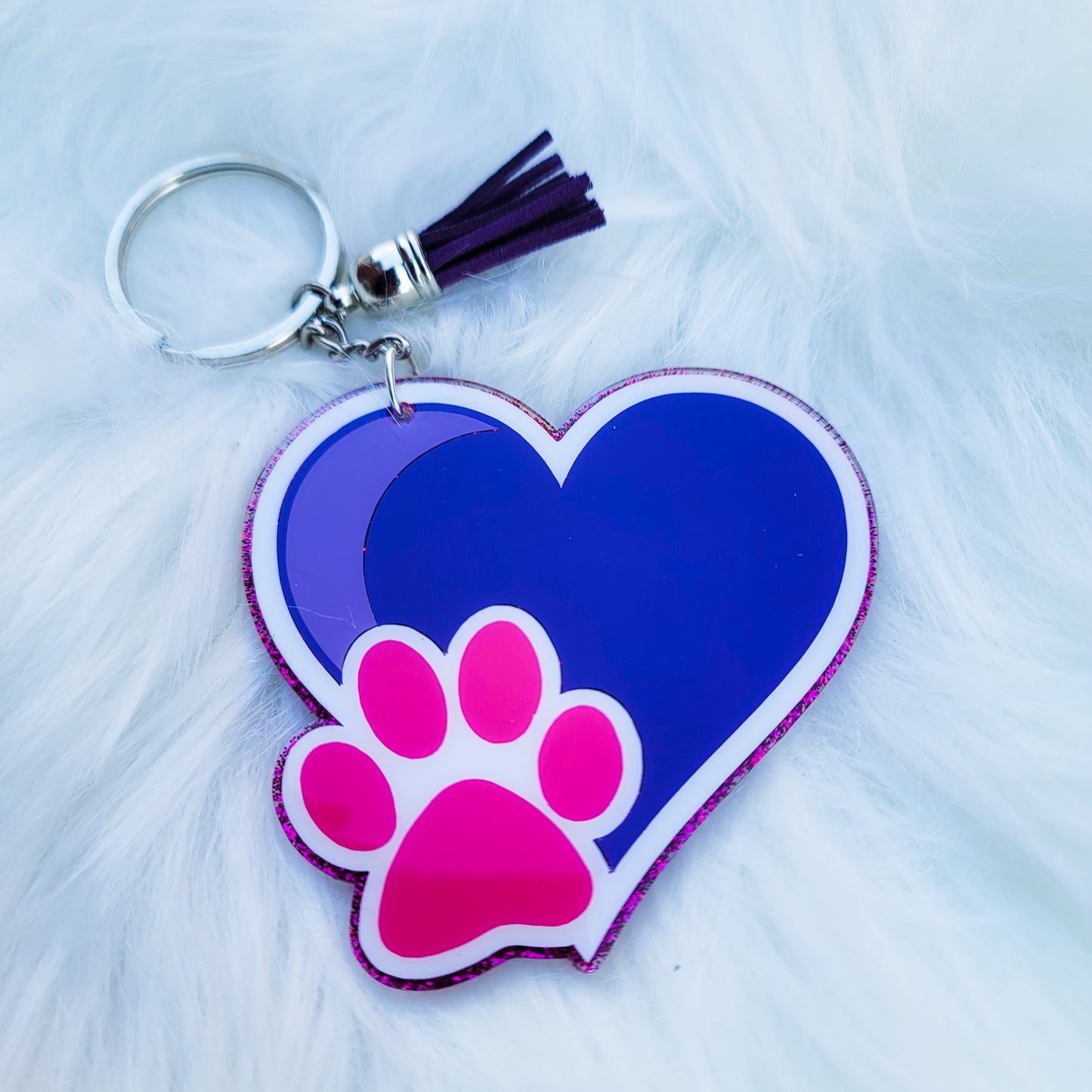 Paw Heart - Acrylic Keychain - 3 Inch Keychain