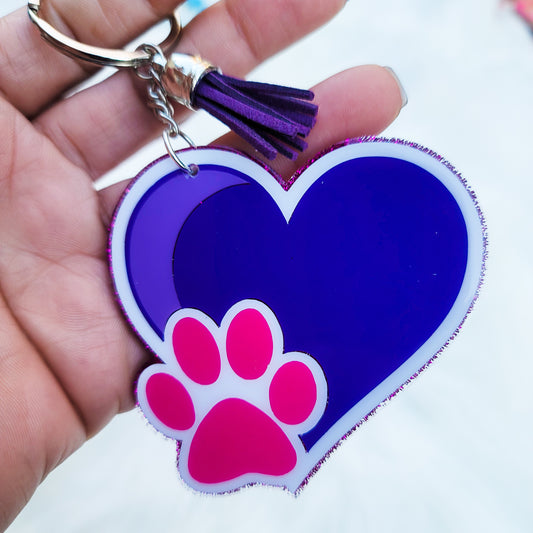 Paw Heart - Acrylic Keychain - 3 Inch Keychain