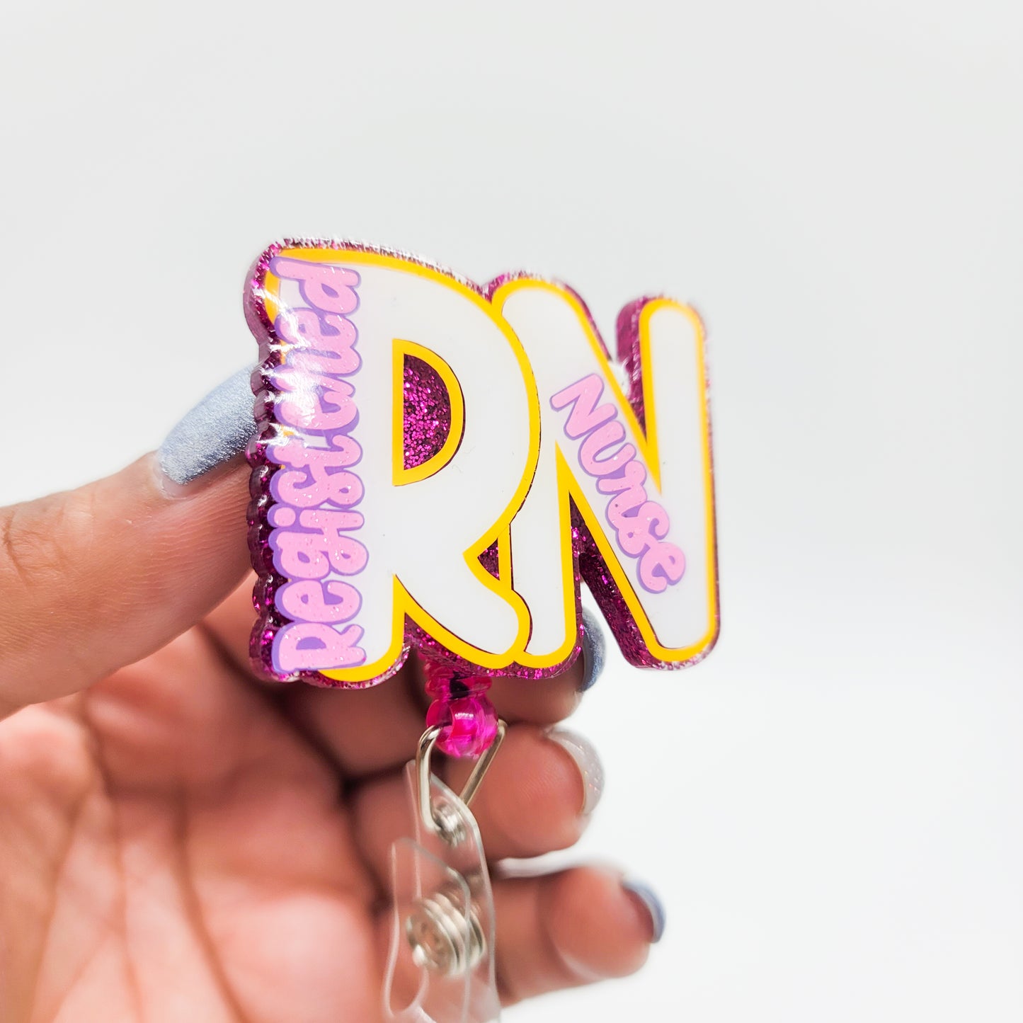 RN - Acrylic Badge Reel - 2 inch Retractable Badge Reel - Interchangeable