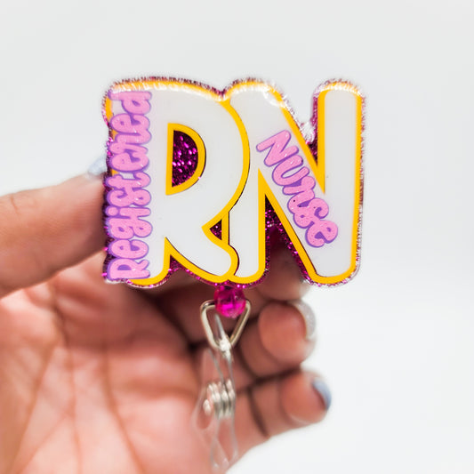 RN - Acrylic Badge Reel - 2 inch Retractable Badge Reel - Interchangeable