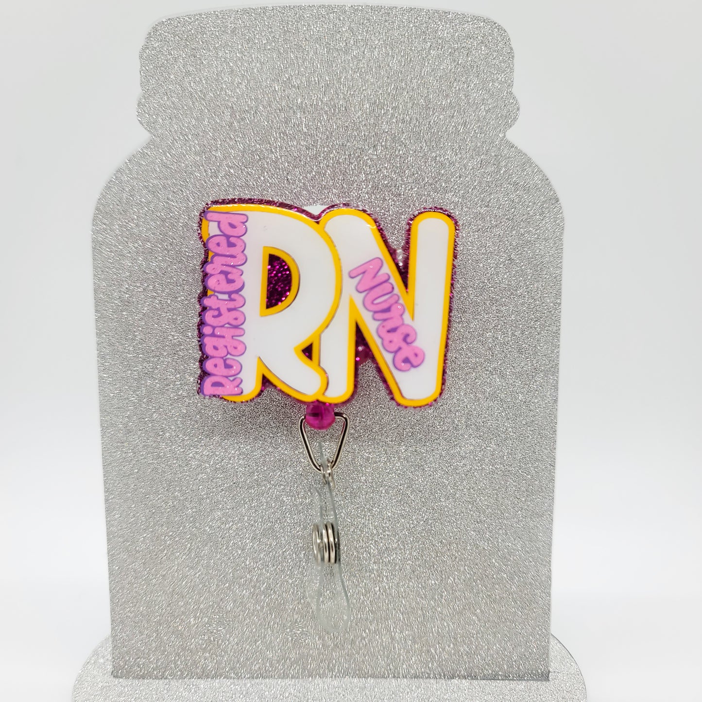 RN - Acrylic Badge Reel - 2 inch Retractable Badge Reel - Interchangeable