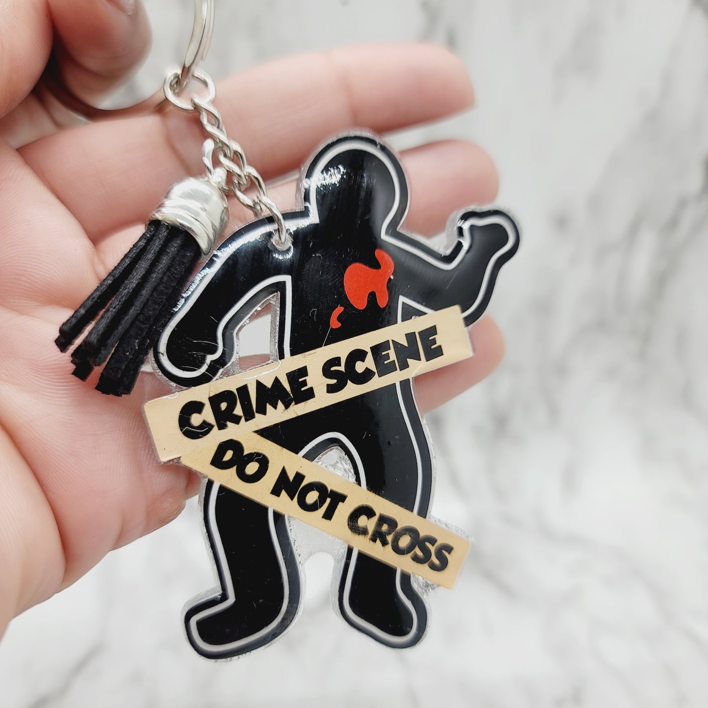 Crime Scene...Do Not Cross - Acrylic Keychain - 3 Inch Keychain