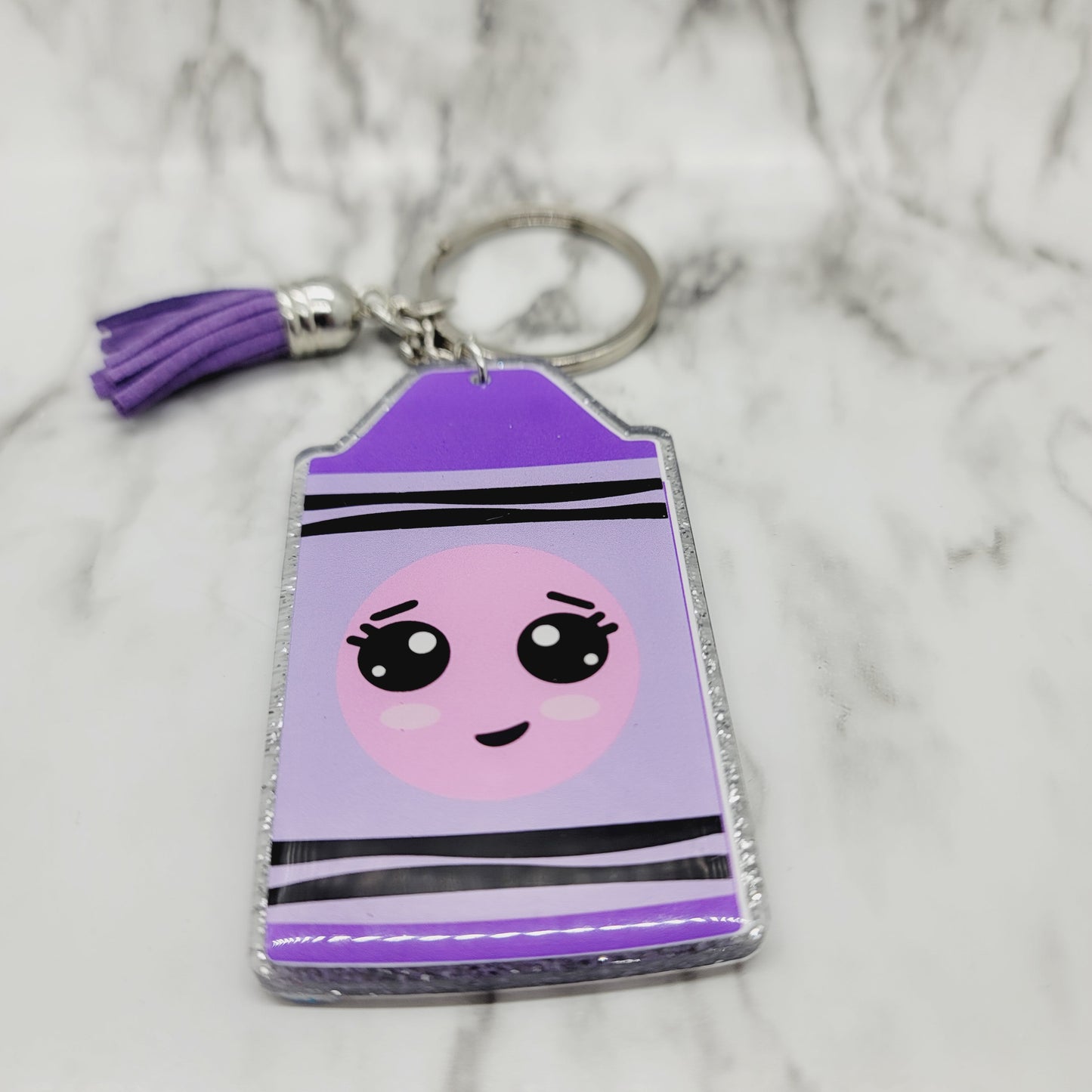 Chibi Purple Crayon - Acrylic Keychain - 3 Inch Keychain