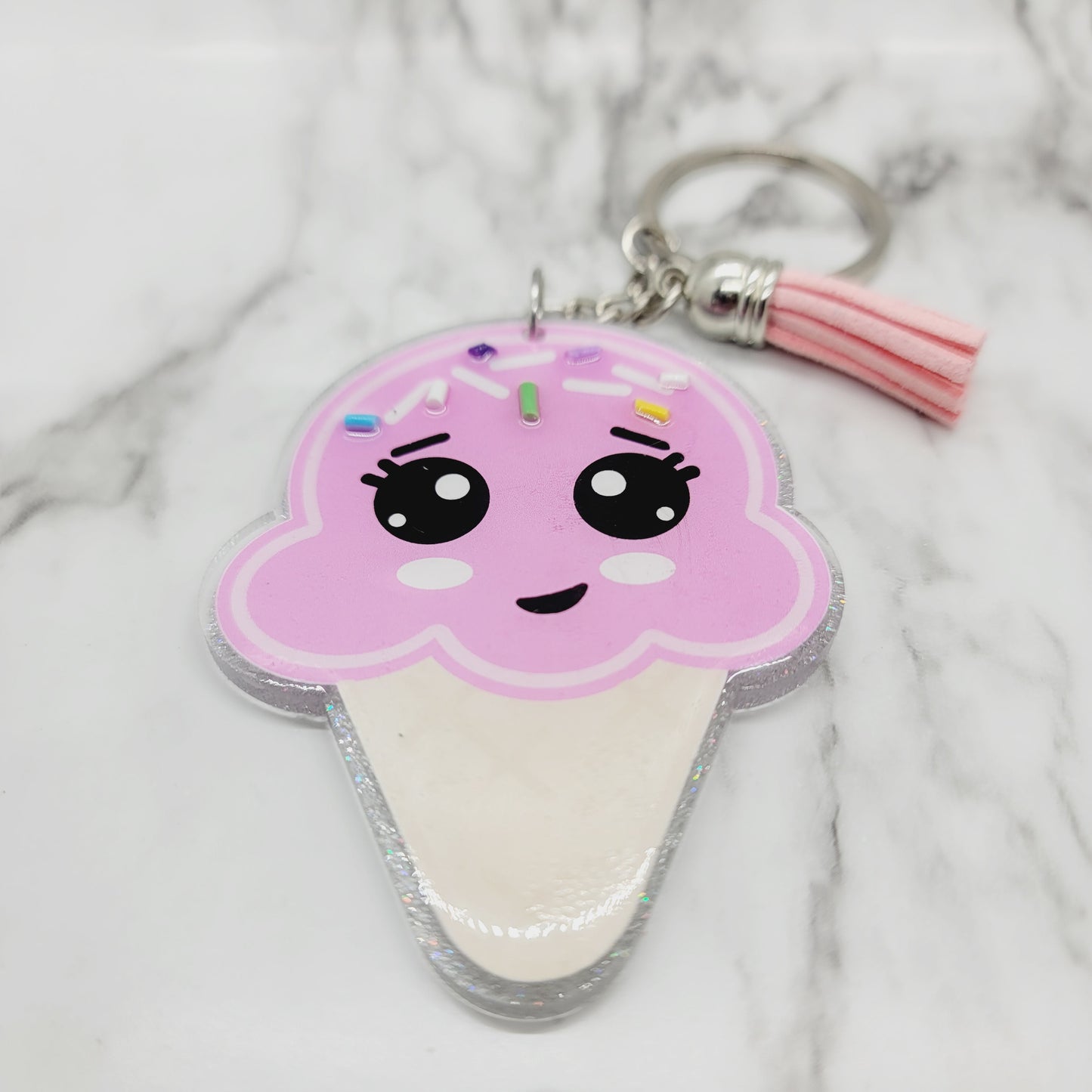 Chibi Ice Cream Cone - Acrylic Keychain - 3 Inch Keychain