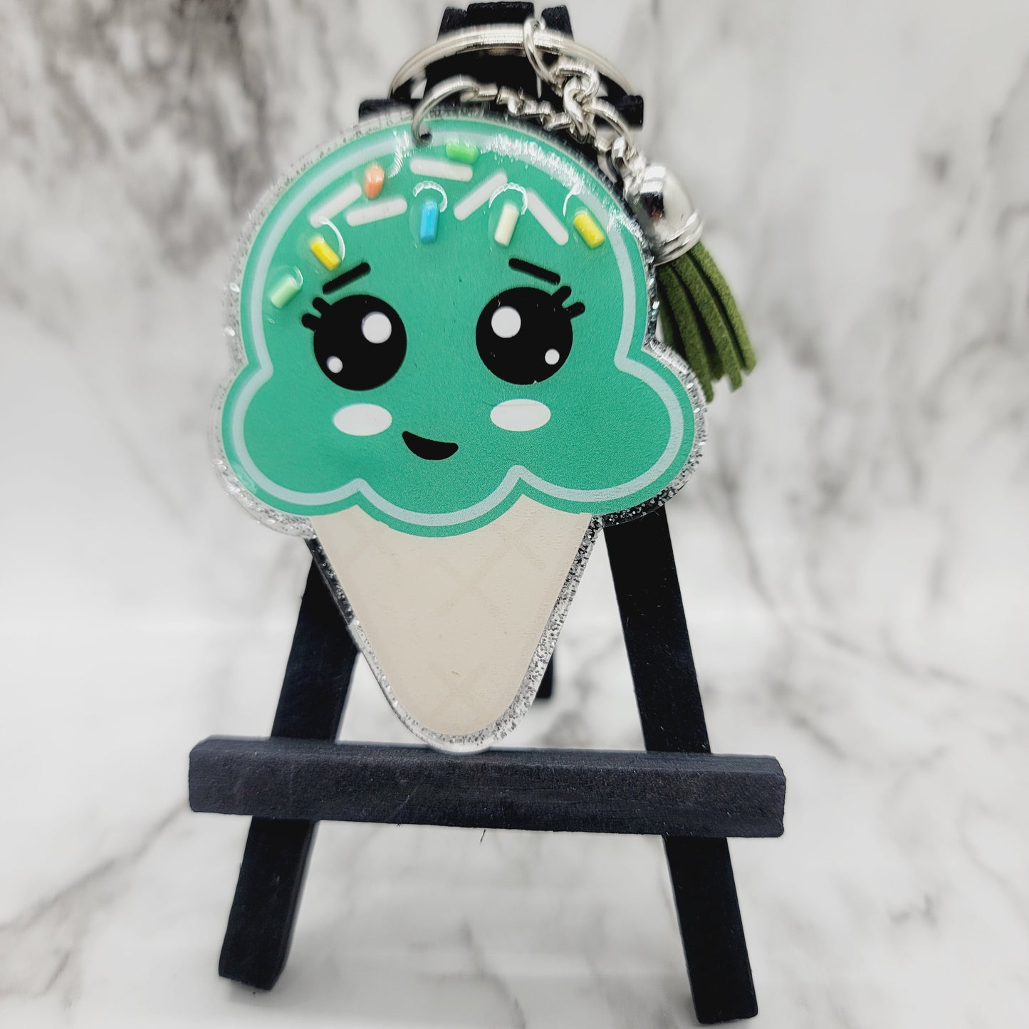 Chibi Ice Cream Cone - Acrylic Keychain - 3 Inch Keychain