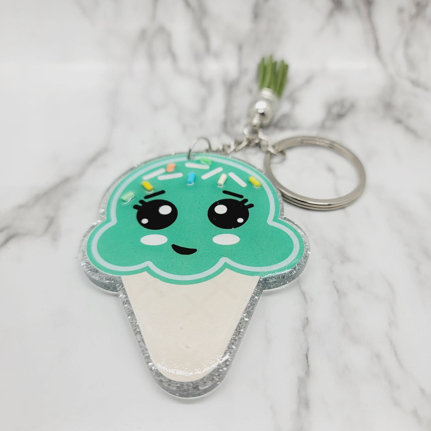 Chibi Ice Cream Cone - Acrylic Keychain - 3 Inch Keychain