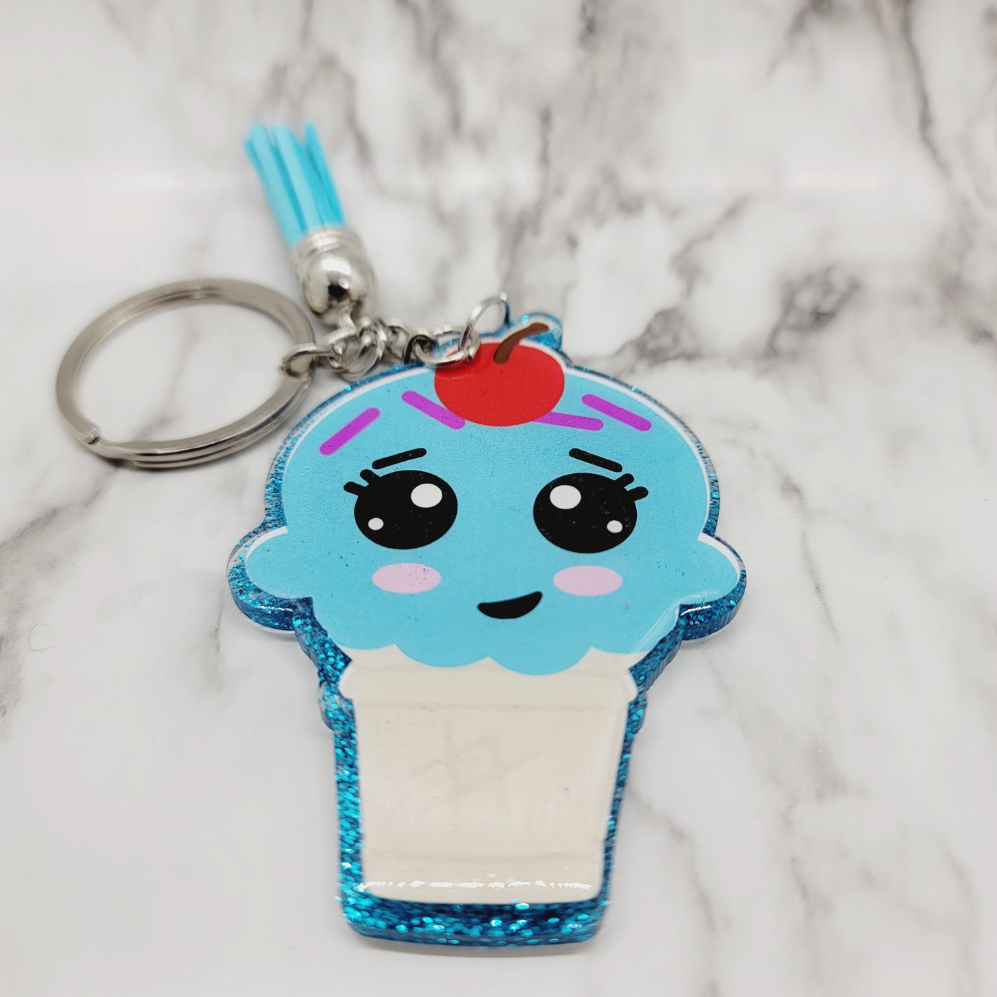 Chibi Ice Cream Cone - Acrylic Keychain - 3 Inch Keychain