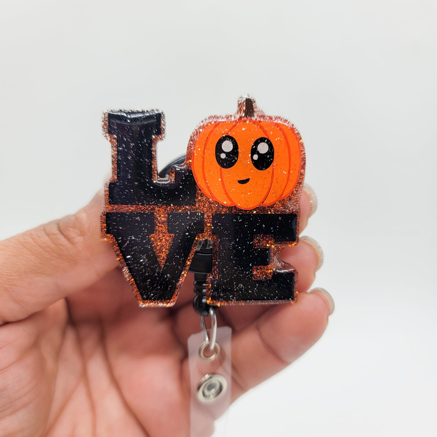 Love Pumpkin- Acrylic Badge Reel - 2 inch Retractable Badge Reel - Interchangeable