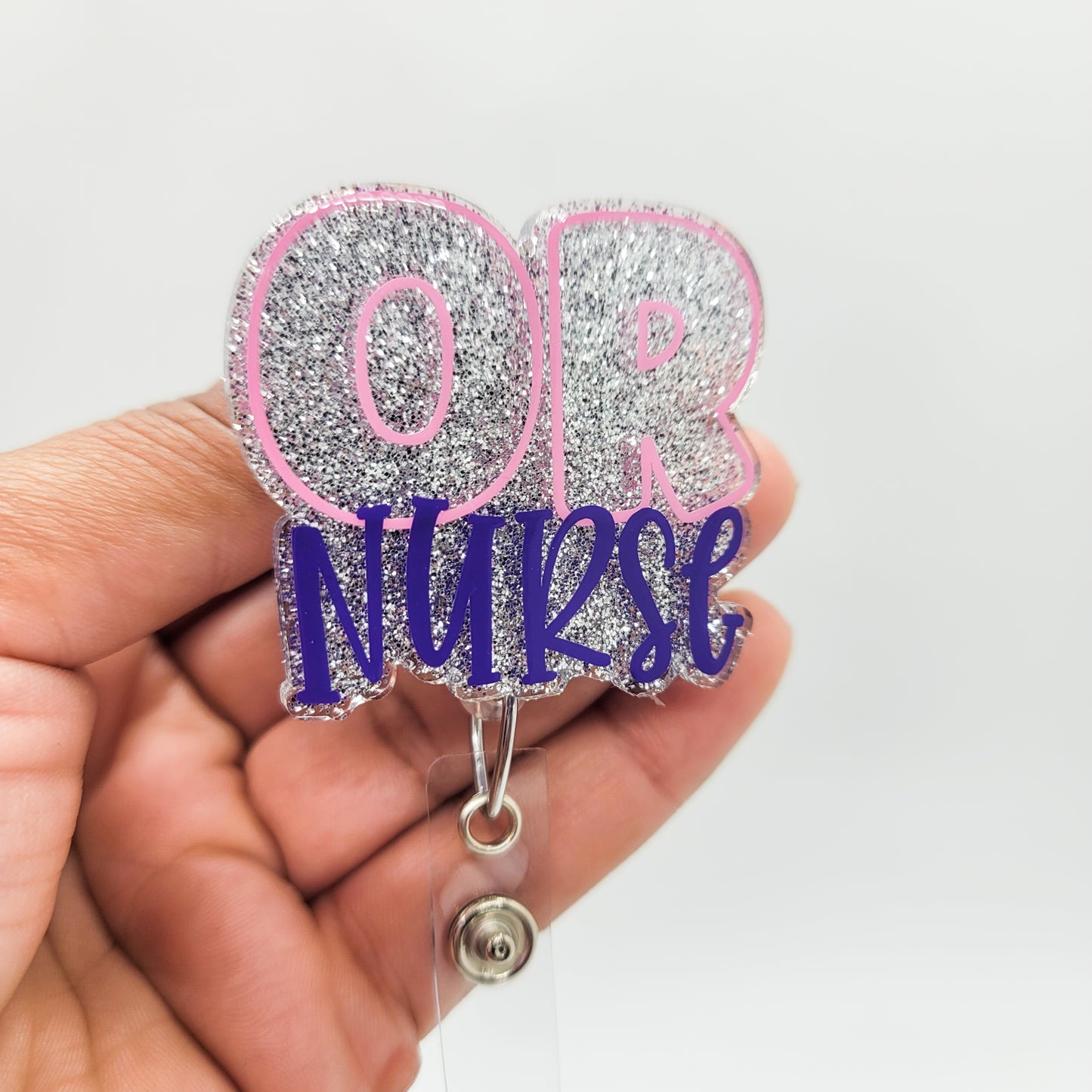 OR Nurse - Acrylic Badge Reel - 2 inch Retractable Badge Reel - Interchangeable