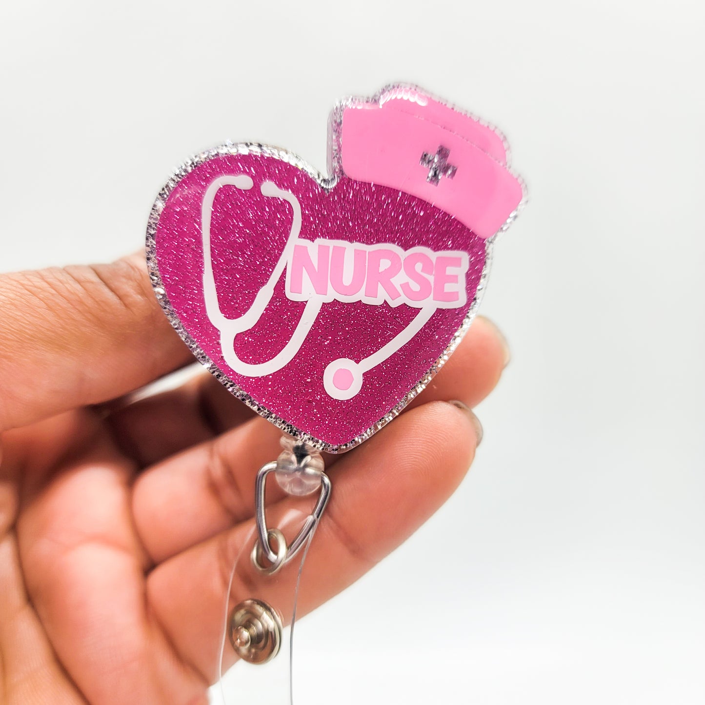 Nurse - Acrylic Badge Reel - 2 inch Retractable Badge Reel - Interchangeable