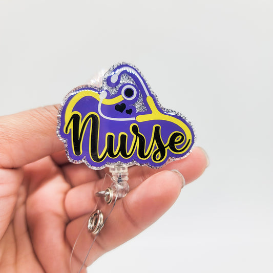 Nurse - Acrylic Badge Reel - 2 inch Retractable Badge Reel - Interchangeable