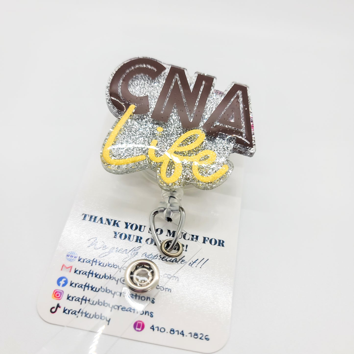 CNA Life - Acrylic Badge Reel - 2 inch Retractable Badge Reel - Interchangeable