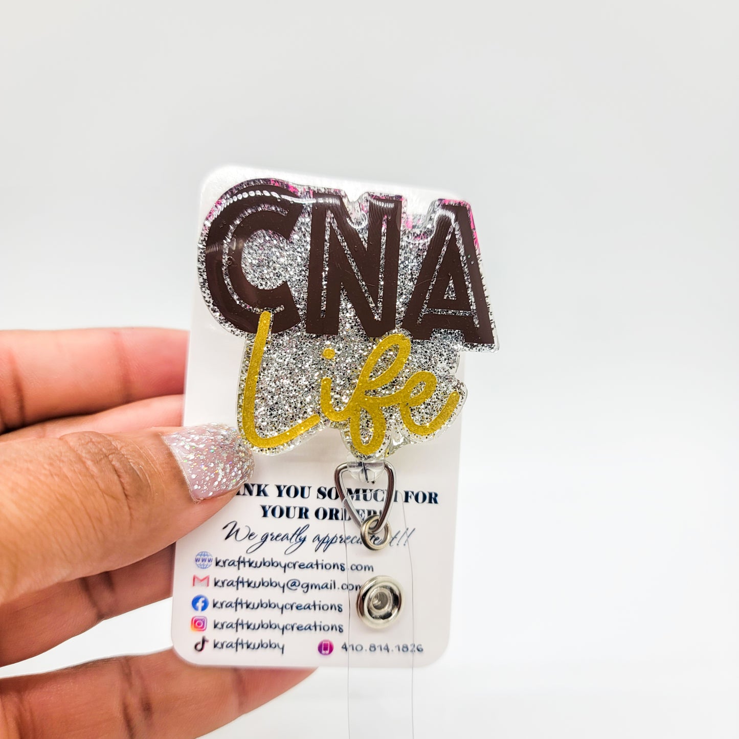 CNA Life - Acrylic Badge Reel - 2 inch Retractable Badge Reel - Interchangeable