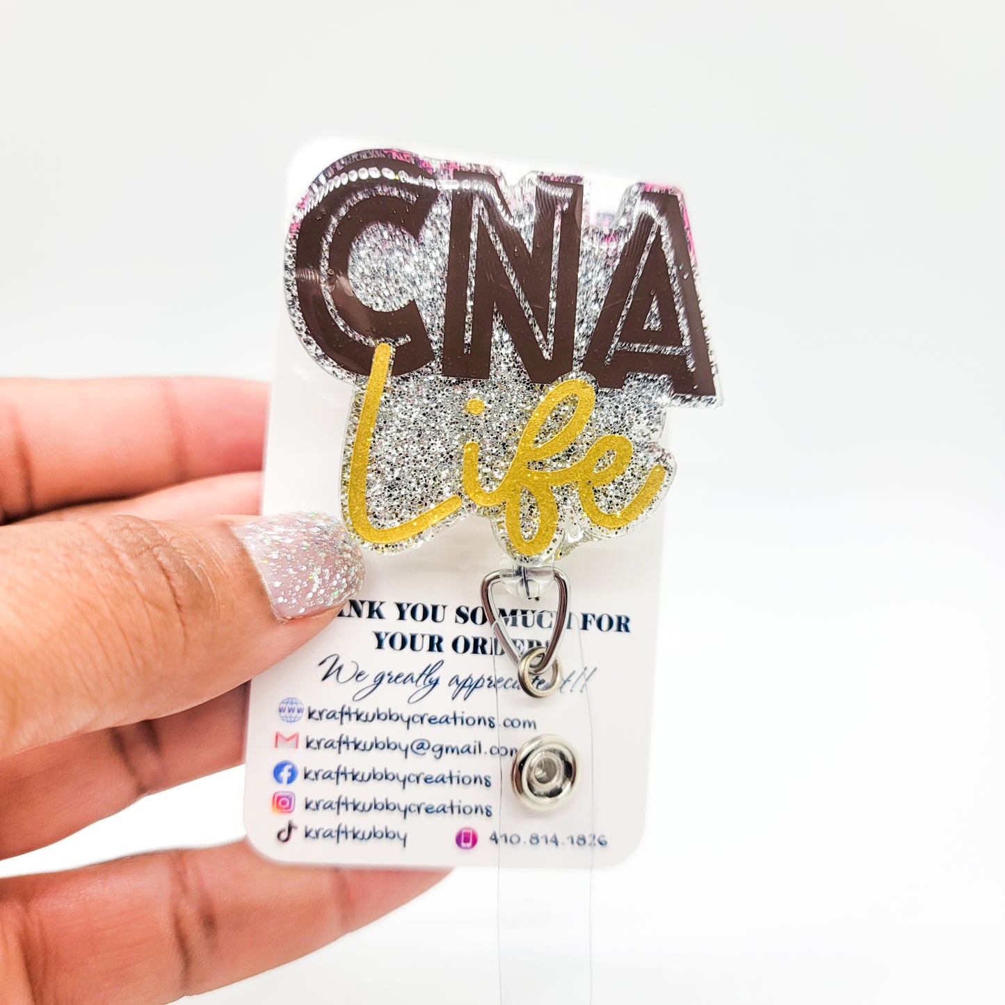 CNA Life - Acrylic Badge Reel - 2 inch Retractable Badge Reel - Interchangeable