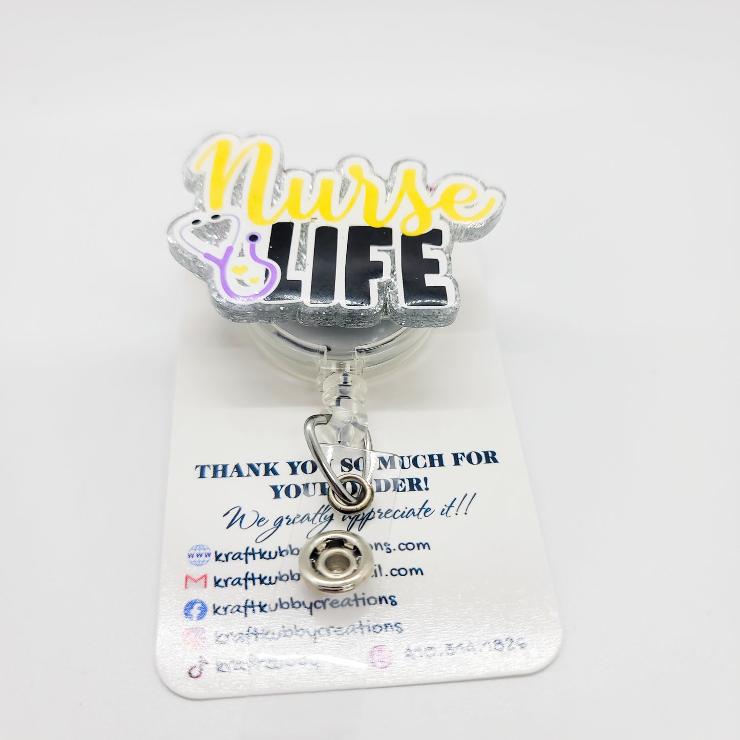 Nurse Life - Acrylic Badge Reel - 2 inch Retractable Badge Reel - Interchangeable