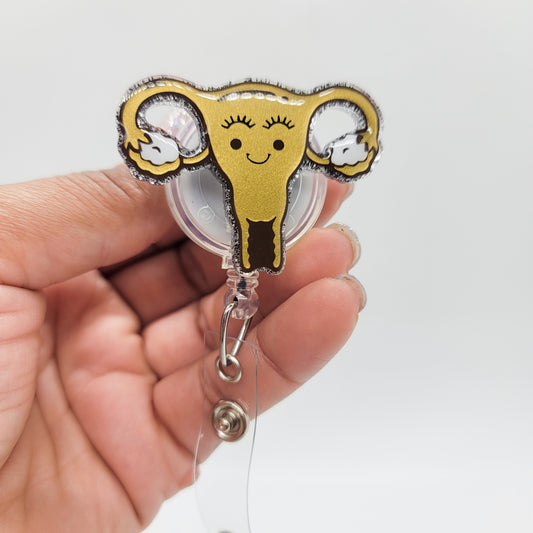 Uterus - Acrylic Badge Reel - 2 inch Retractable Badge Reel - Interchangeable