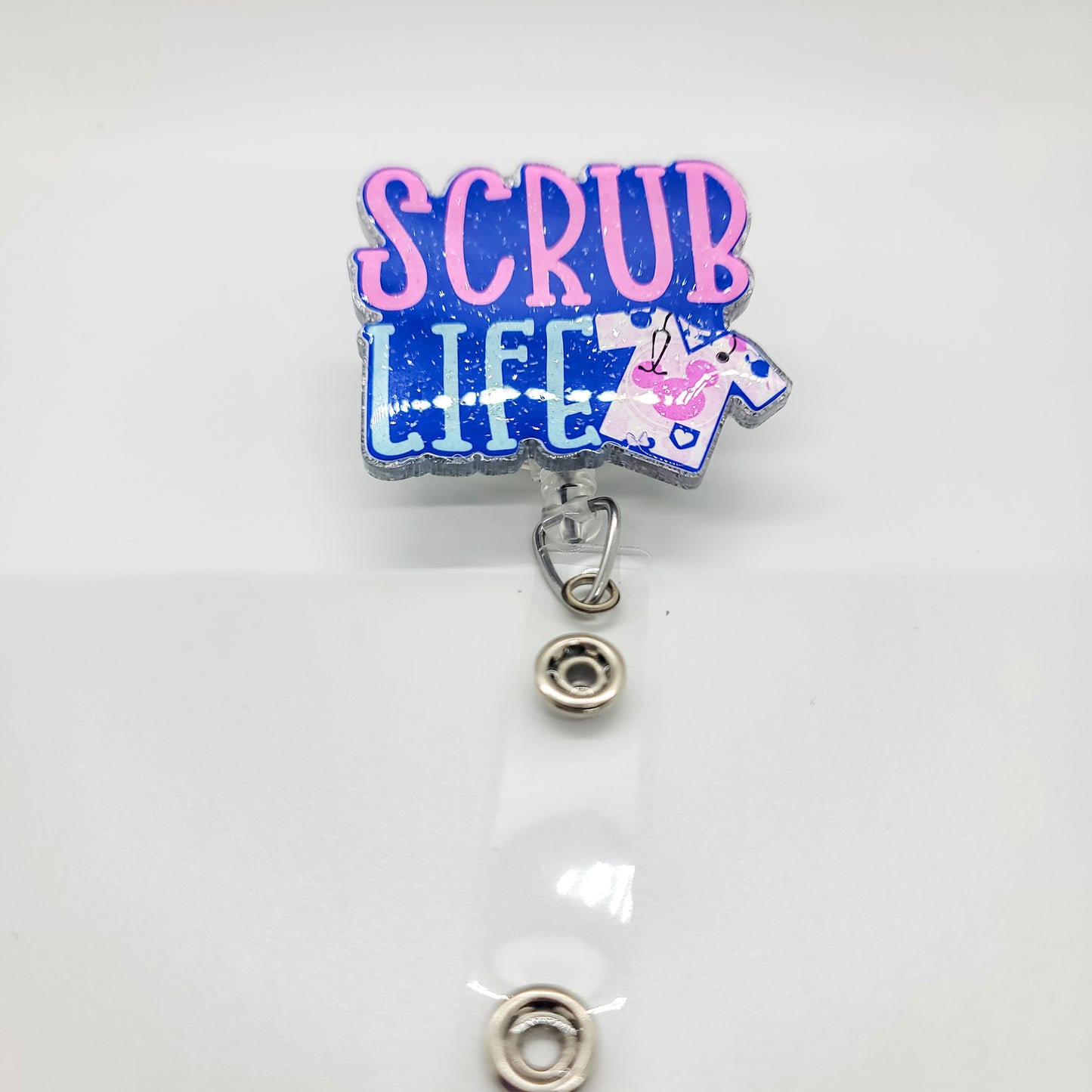 Scrub Life - Acrylic Badge Reel - 2 inch Retractable Badge Reel - Interchangeable