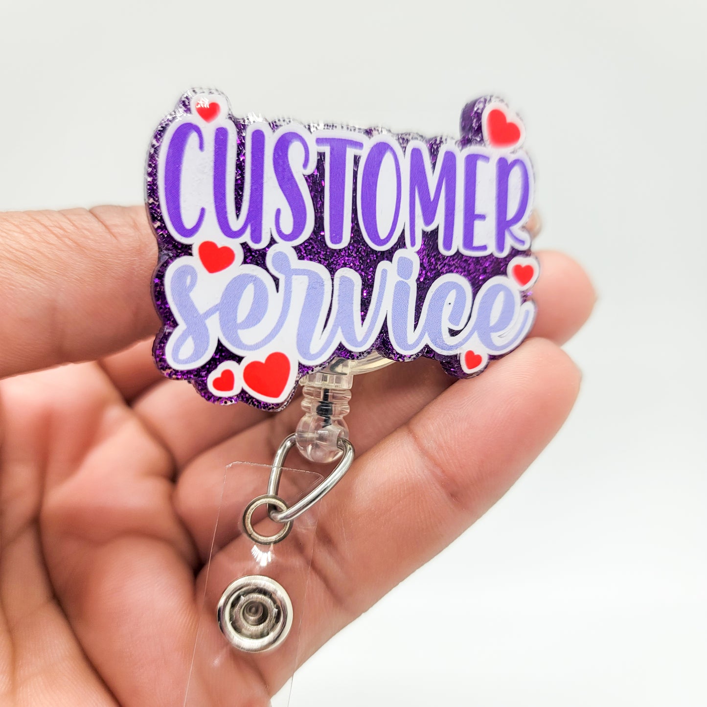 Customer Service - Acrylic Badge Reel - 2 inch Retractable Badge Reel - Interchangeable