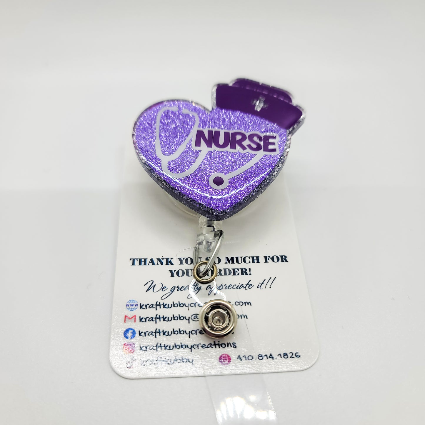 Nurse - Acrylic Badge Reel - 2 inch Retractable Badge Reel - Interchangeable