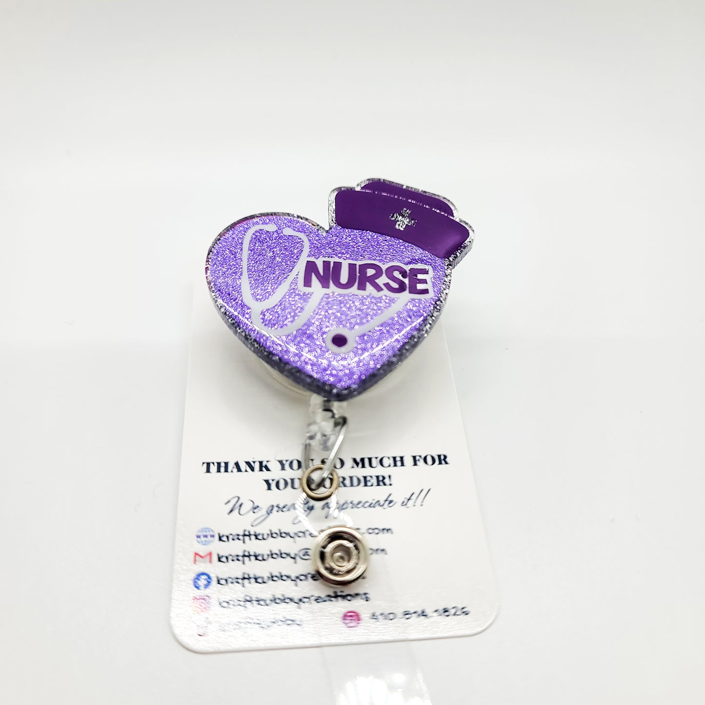 Nurse - Acrylic Badge Reel - 2 inch Retractable Badge Reel - Interchangeable