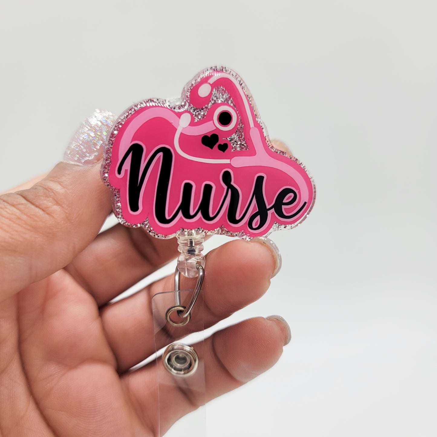 Nurse - Acrylic Badge Reel - 2 inch Retractable Badge Reel - Interchangeable