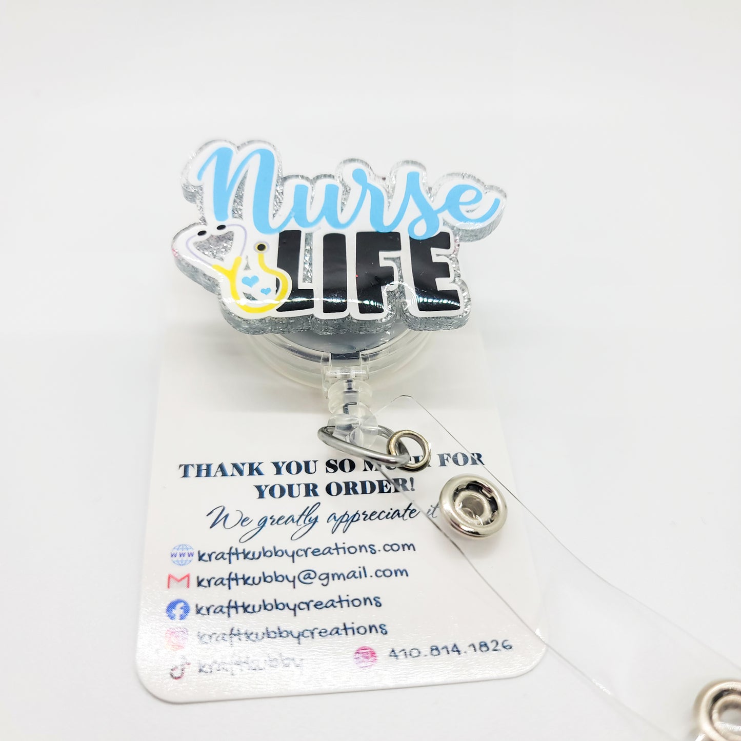 Nurse Life - Acrylic Badge Reel - 2 inch Retractable Badge Reel - Interchangeable