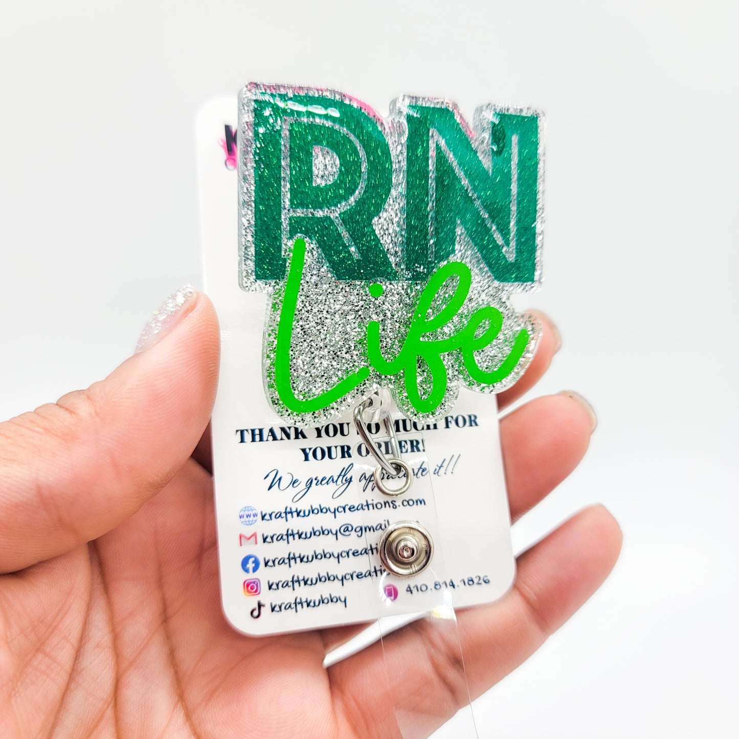 RN Life - Acrylic Badge Reel - 2 inch Retractable Badge Reel - Interchangeable