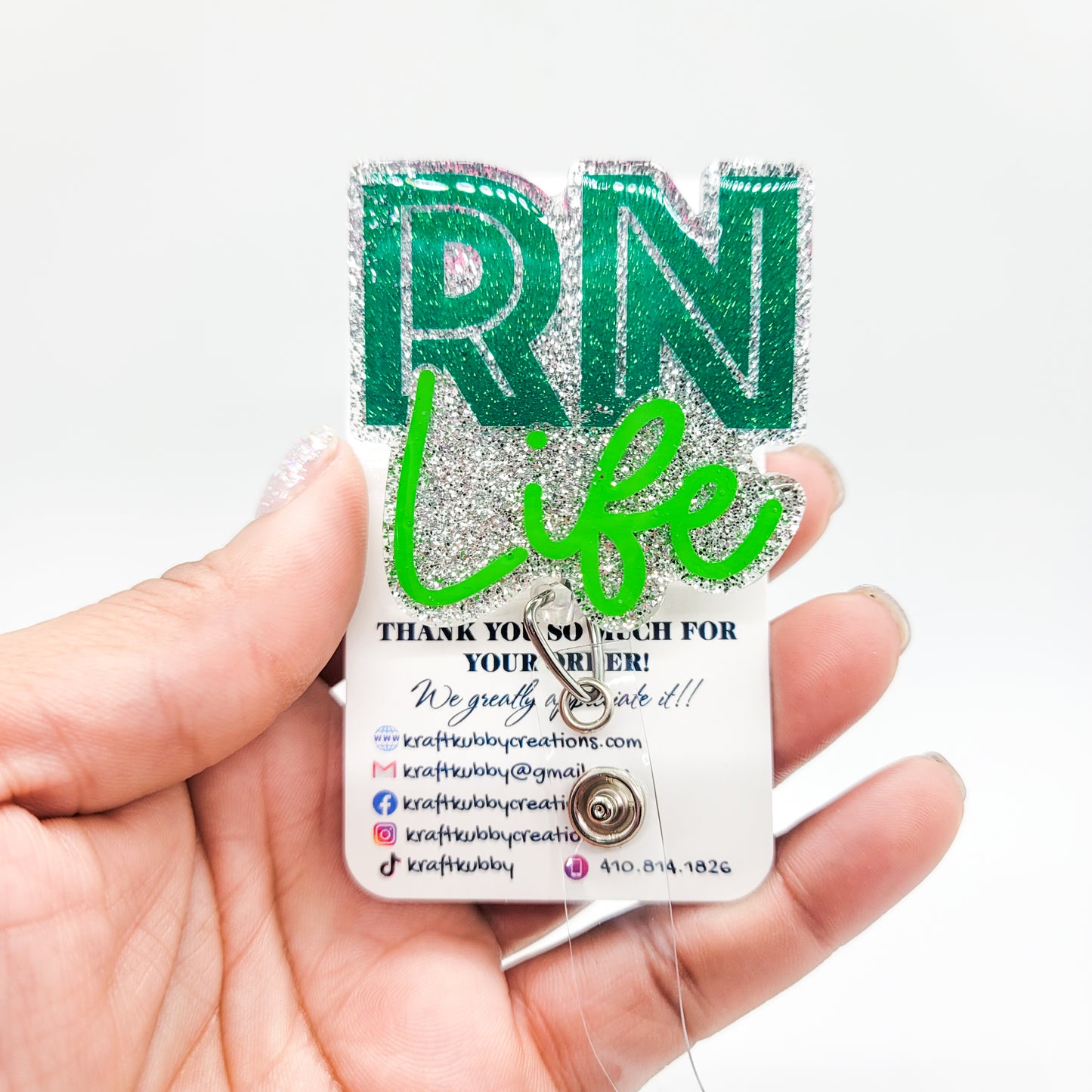 RN Life - Acrylic Badge Reel - 2 inch Retractable Badge Reel - Interchangeable