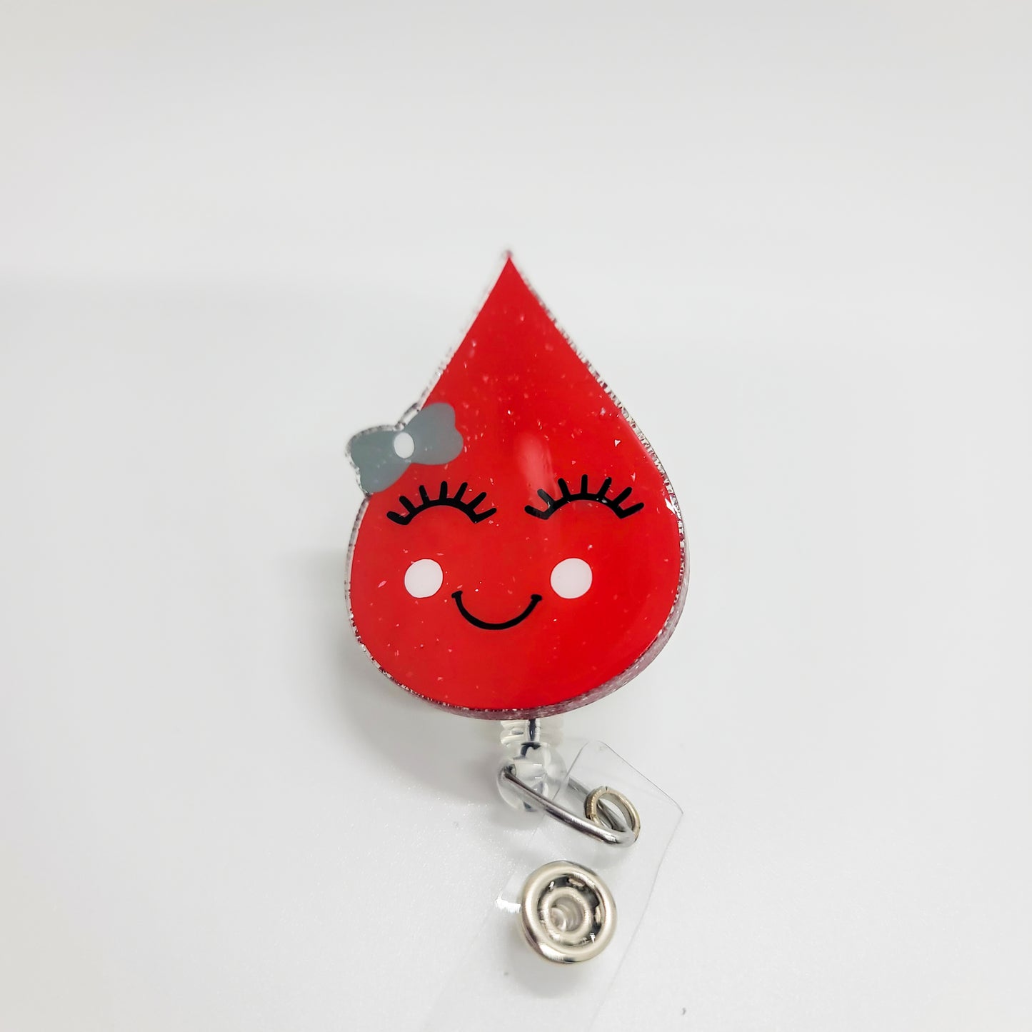 Blood Drop - Acrylic Badge Reel - 2 inch Retractable Badge Reel - Interchangeable