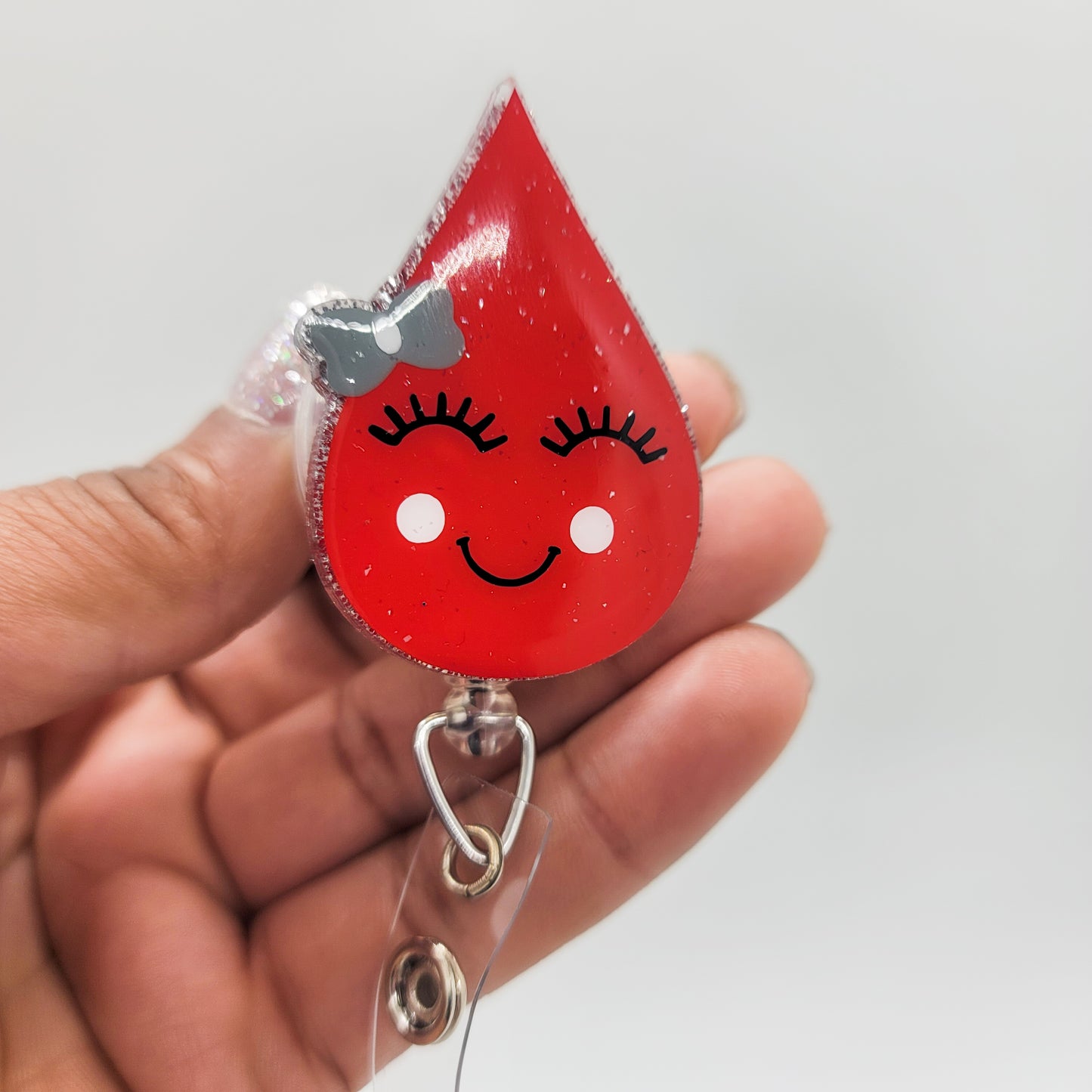 Blood Drop - Acrylic Badge Reel - 2 inch Retractable Badge Reel - Interchangeable