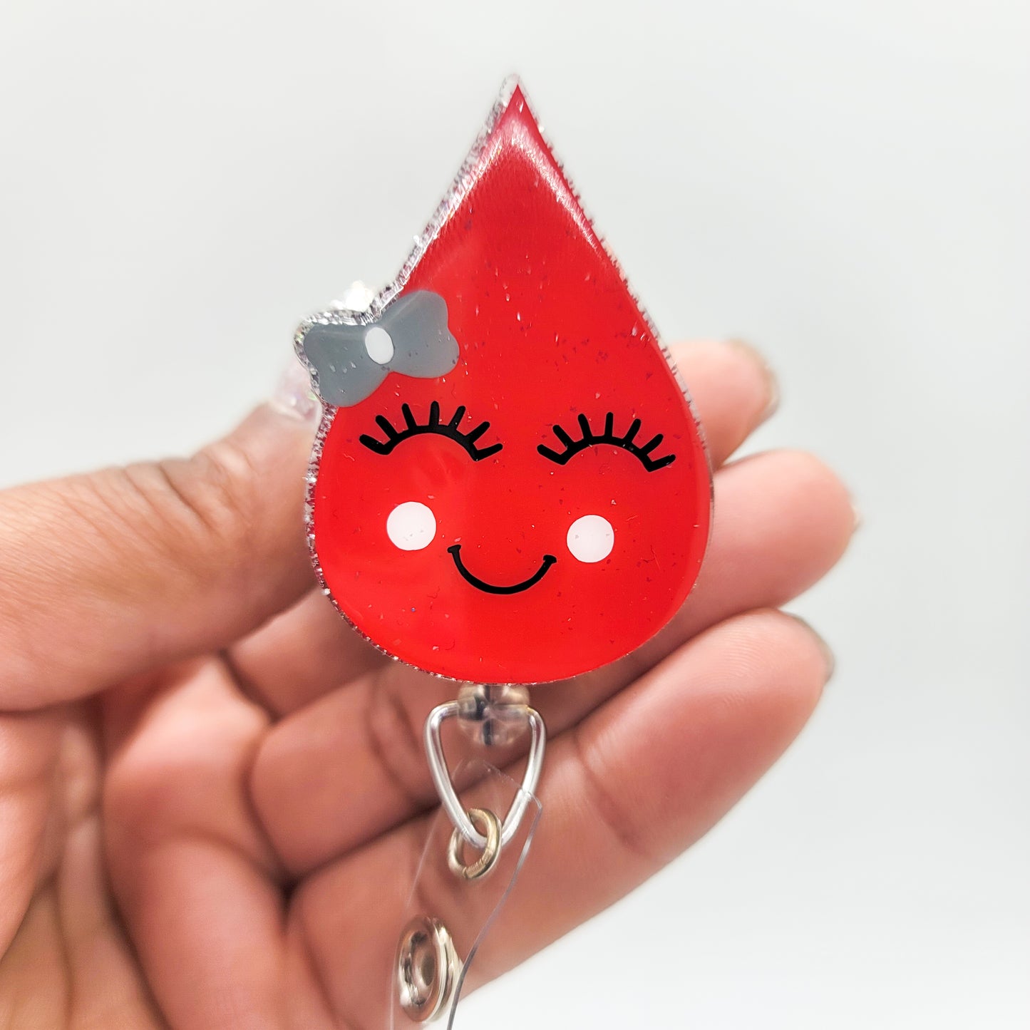 Blood Drop - Acrylic Badge Reel - 2 inch Retractable Badge Reel - Interchangeable