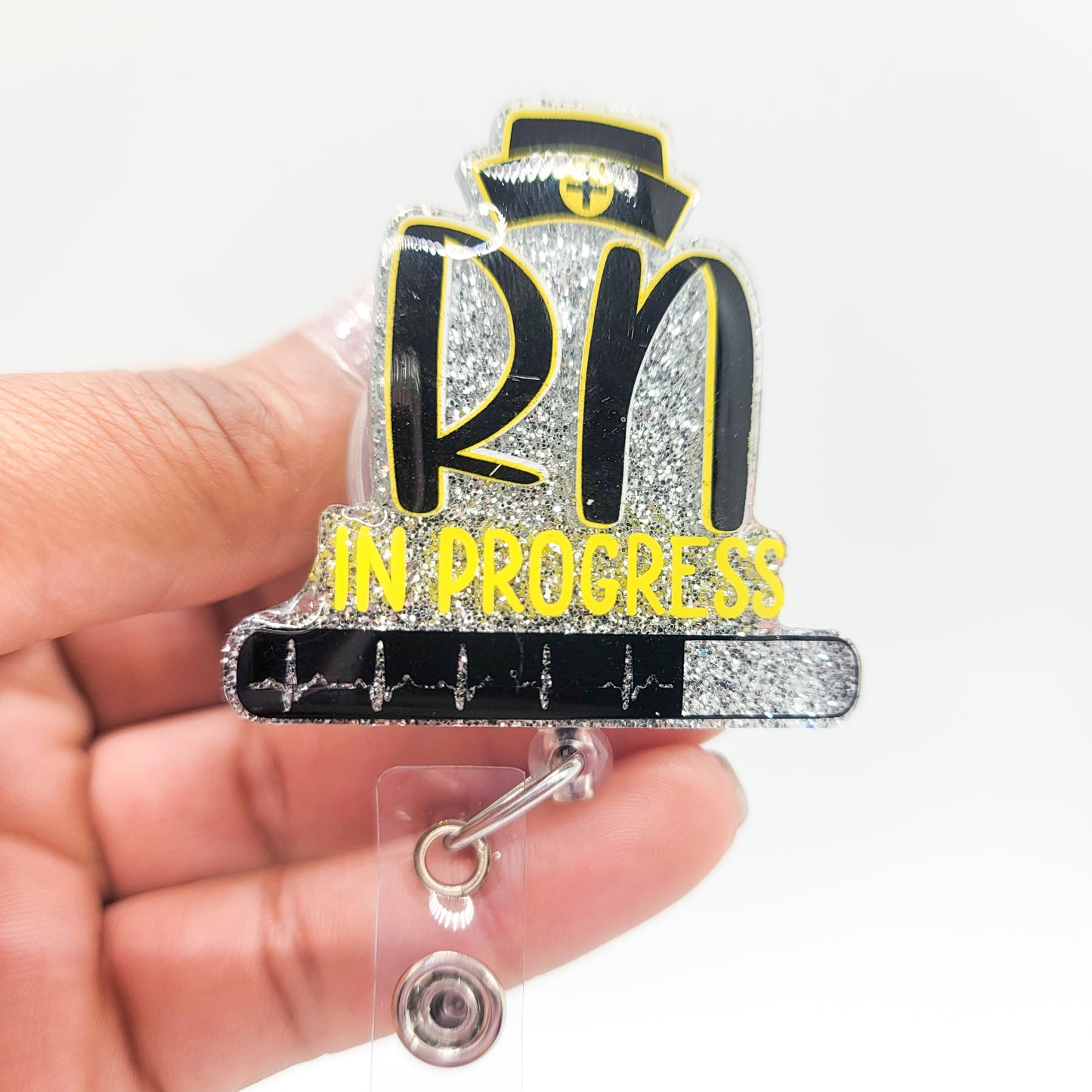 RN in Progress - Acrylic Badge Reel - 2 inch Retractable Badge Reel - Interchangeable