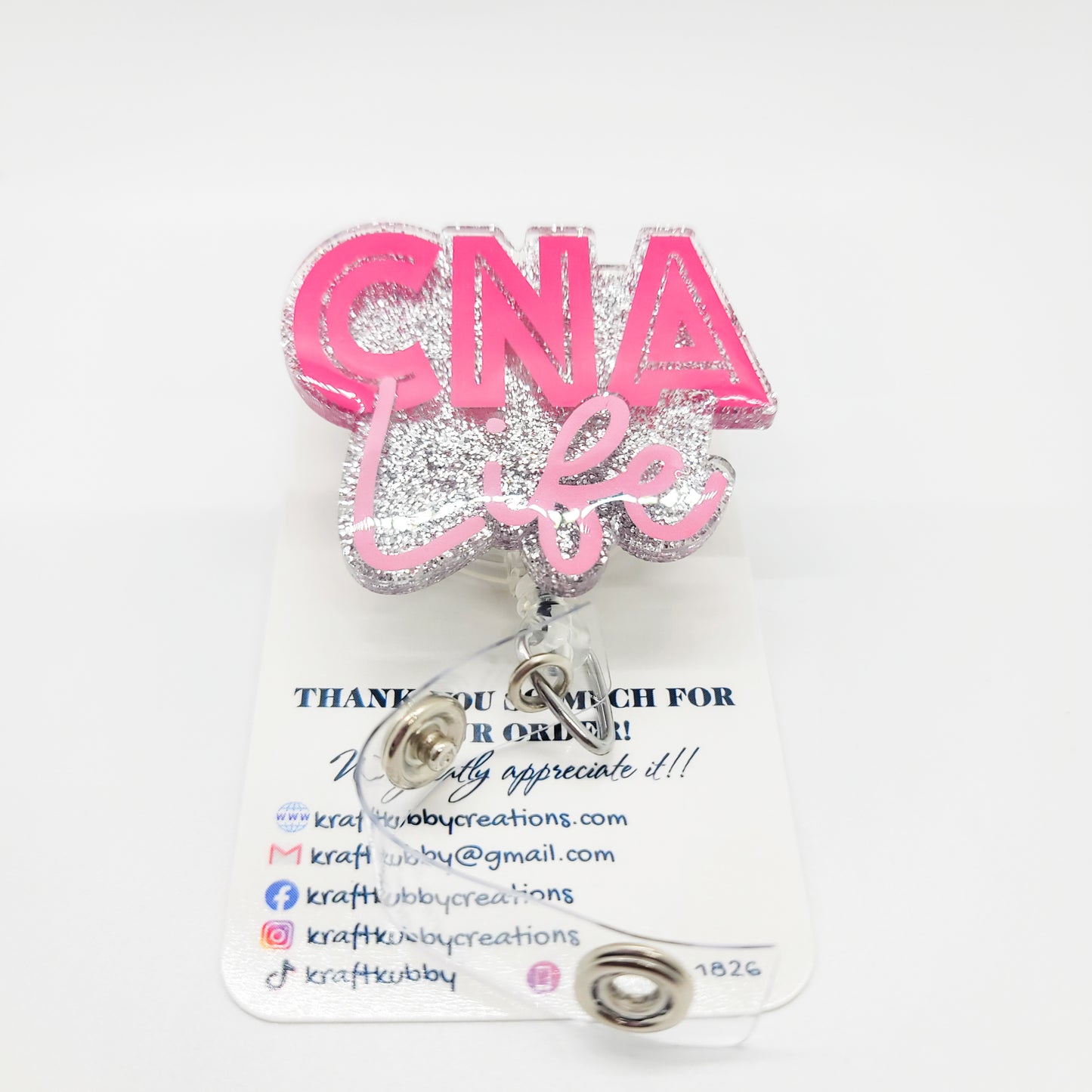 CNA Life - Acrylic Badge Reel - 2 inch Retractable Badge Reel - Interchangeable