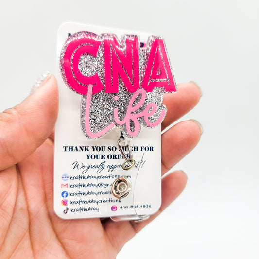 CNA Life - Acrylic Badge Reel - 2 inch Retractable Badge Reel - Interchangeable