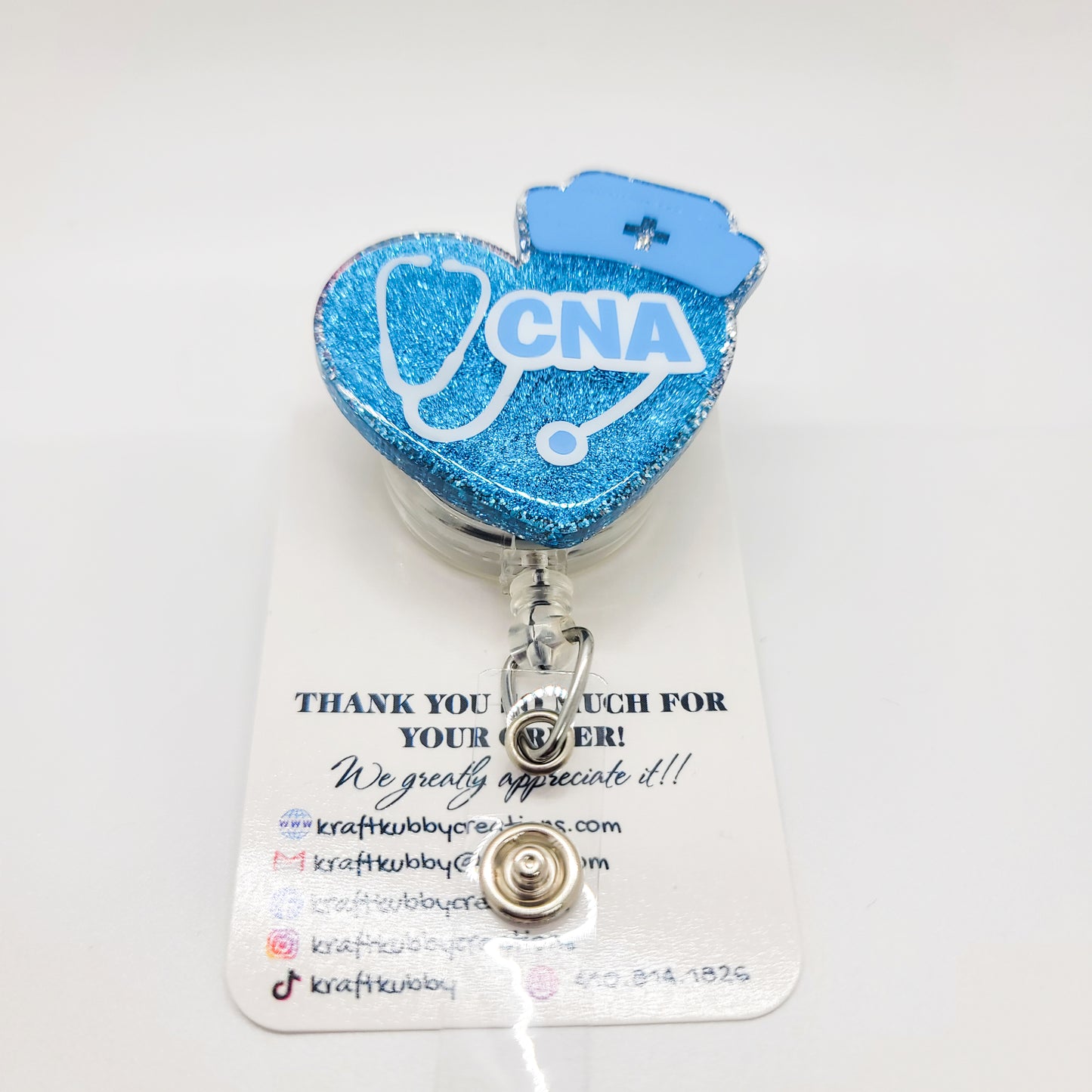 CNA - Acrylic Badge Reel - 2 inch Retractable Badge Reel - Interchangeable