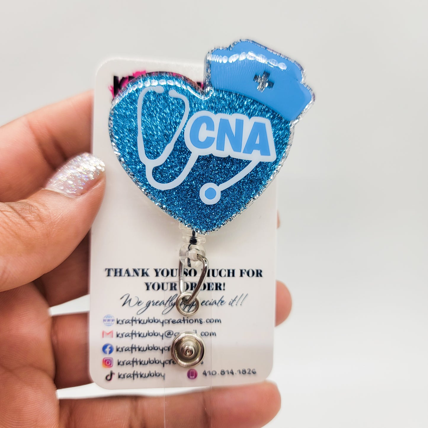 CNA - Acrylic Badge Reel - 2 inch Retractable Badge Reel - Interchangeable