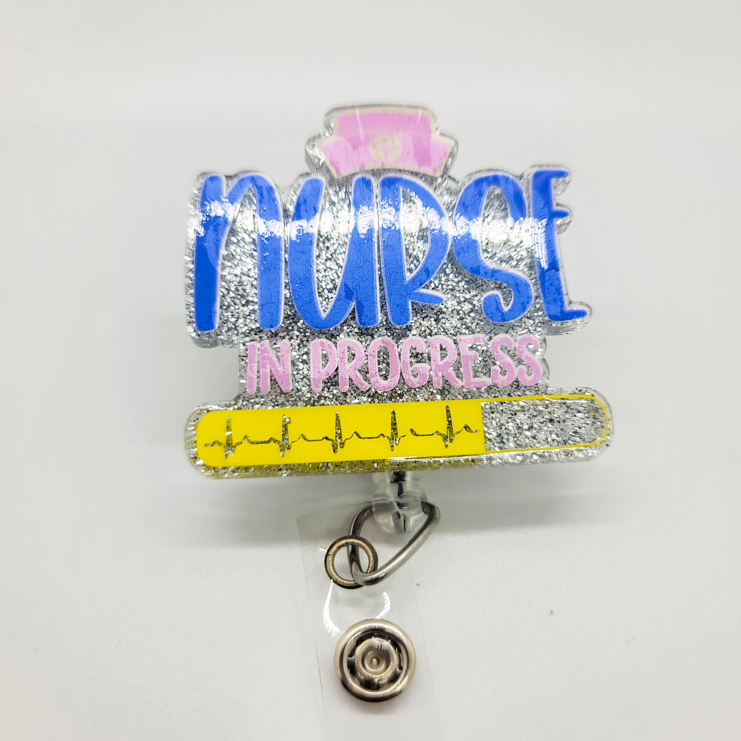 Nurse in Progress - Acrylic Badge Reel - 2 inch Retractable Badge Reel - Interchangeable