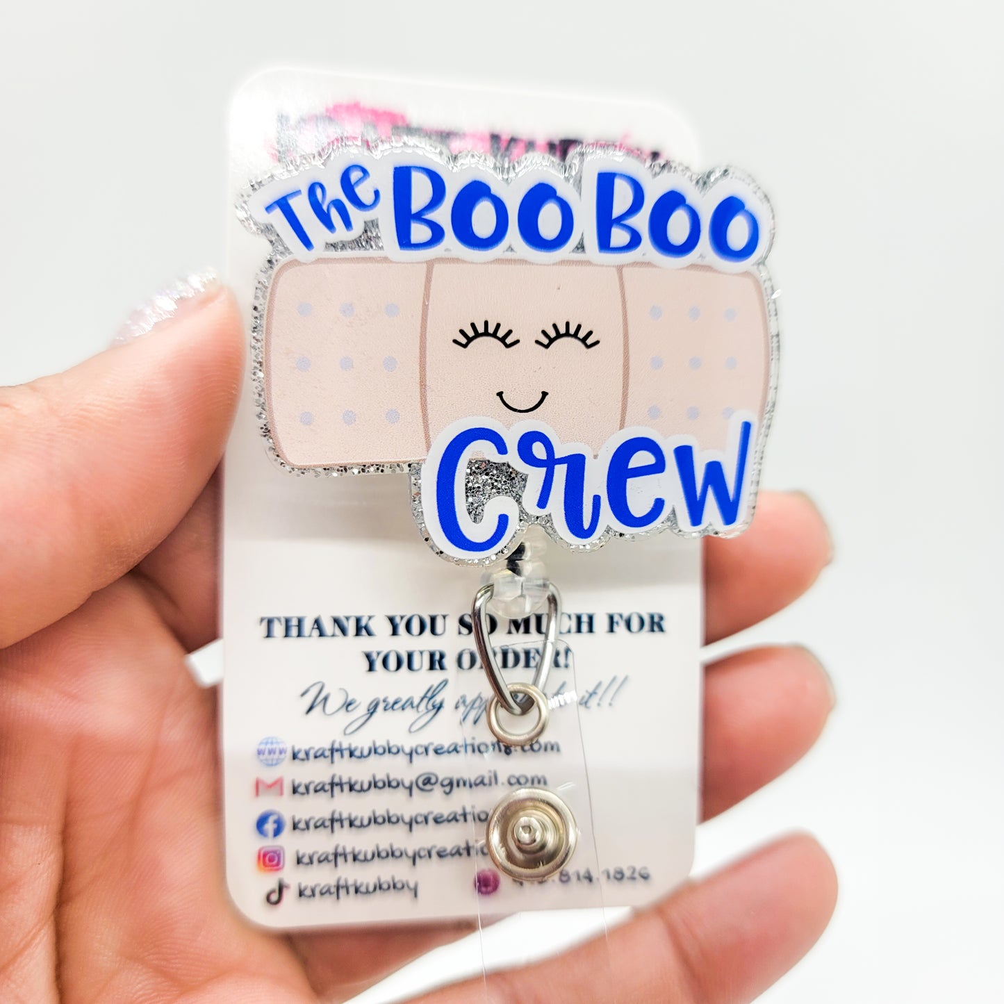 The Boo Boo Crew - Acrylic Badge Reel - 2 inch Retractable Badge Reel - Interchangeable