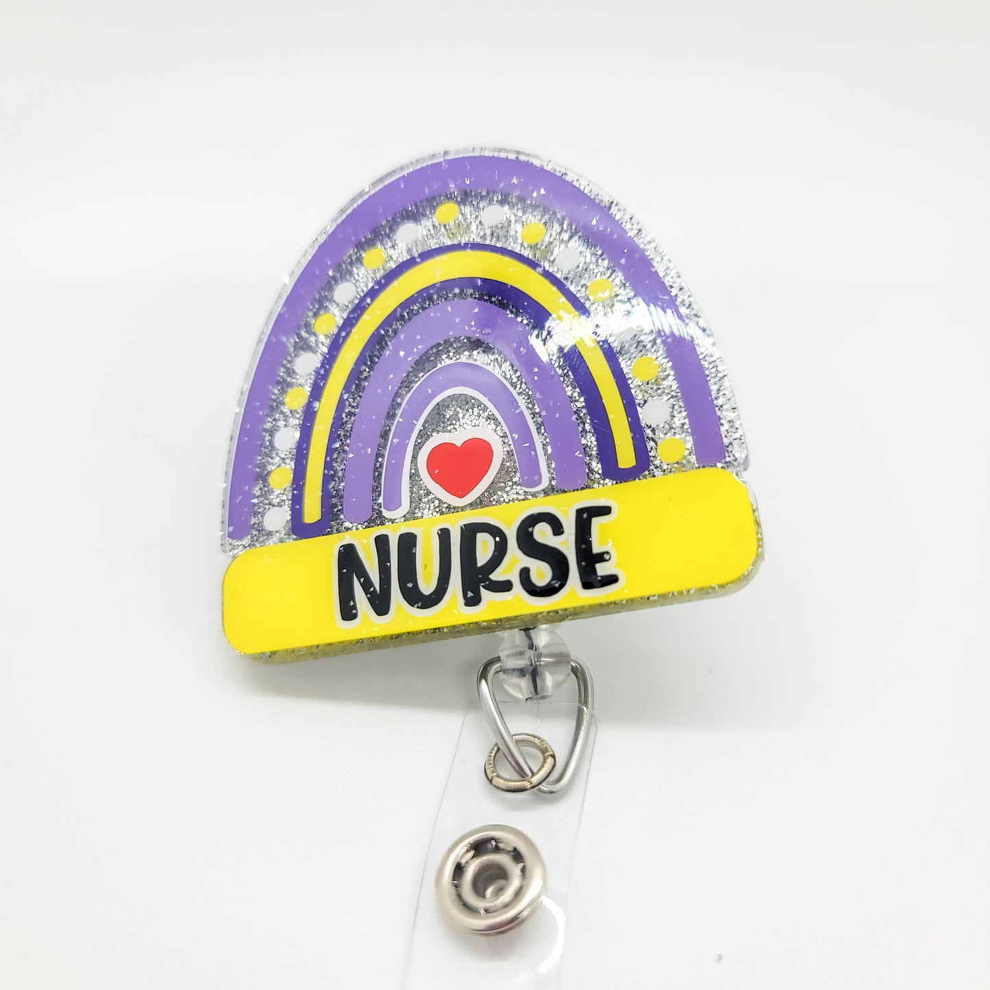 Rainbow Nurse - Acrylic Badge Reel - 2 inch Retractable Badge Reel - Interchangeable