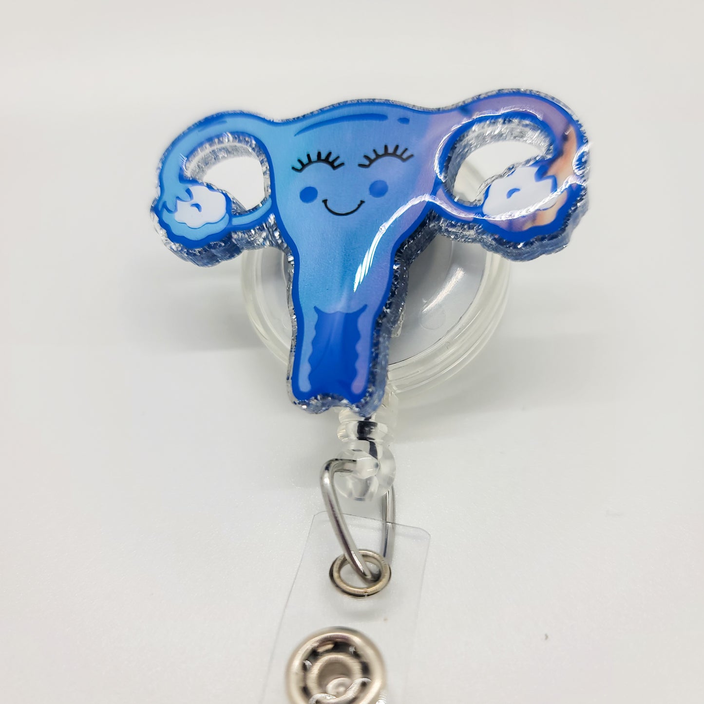 Uterus - Acrylic Badge Reel - 2 inch Retractable Badge Reel - Interchangeable