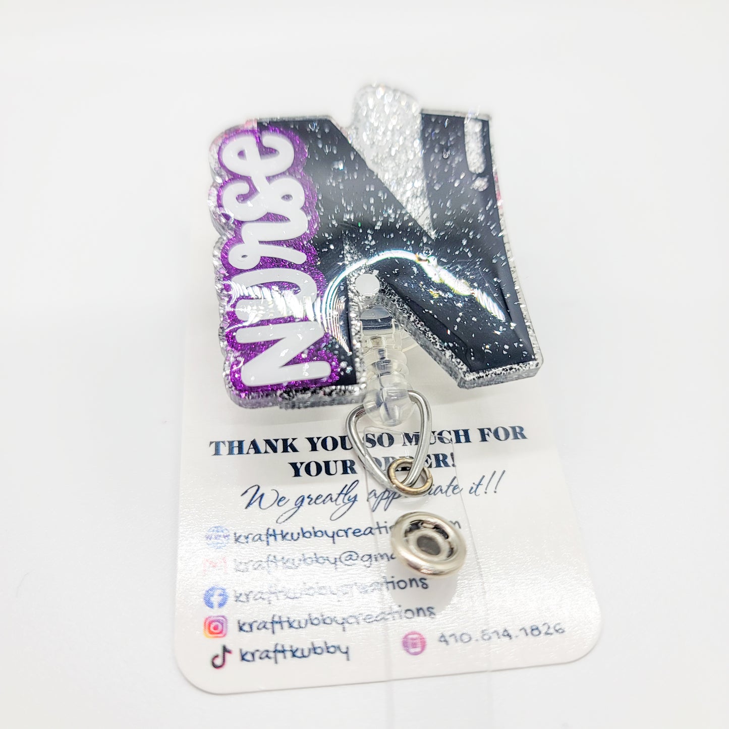 Nurse - Acrylic Badge Reel - 2 inch Retractable Badge Reel - Interchangeable